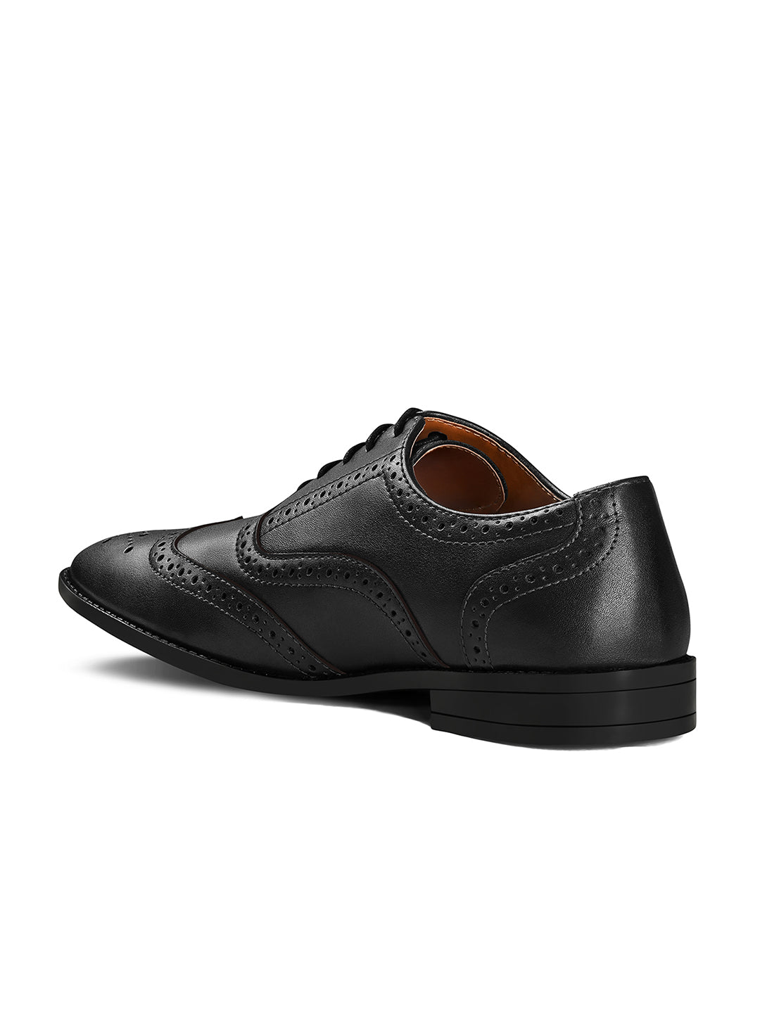Jet Black Wingtip Brogue Style Comfortable Formal Lace Up Shoes