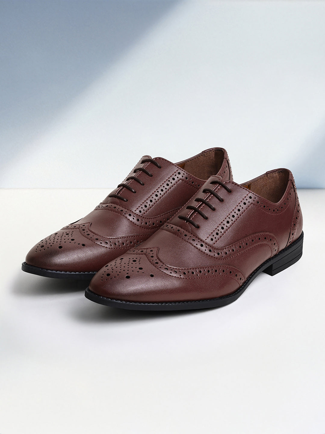 Rosewood Wingtip Brogue Style Comfortable Formal Lace Up Shoes