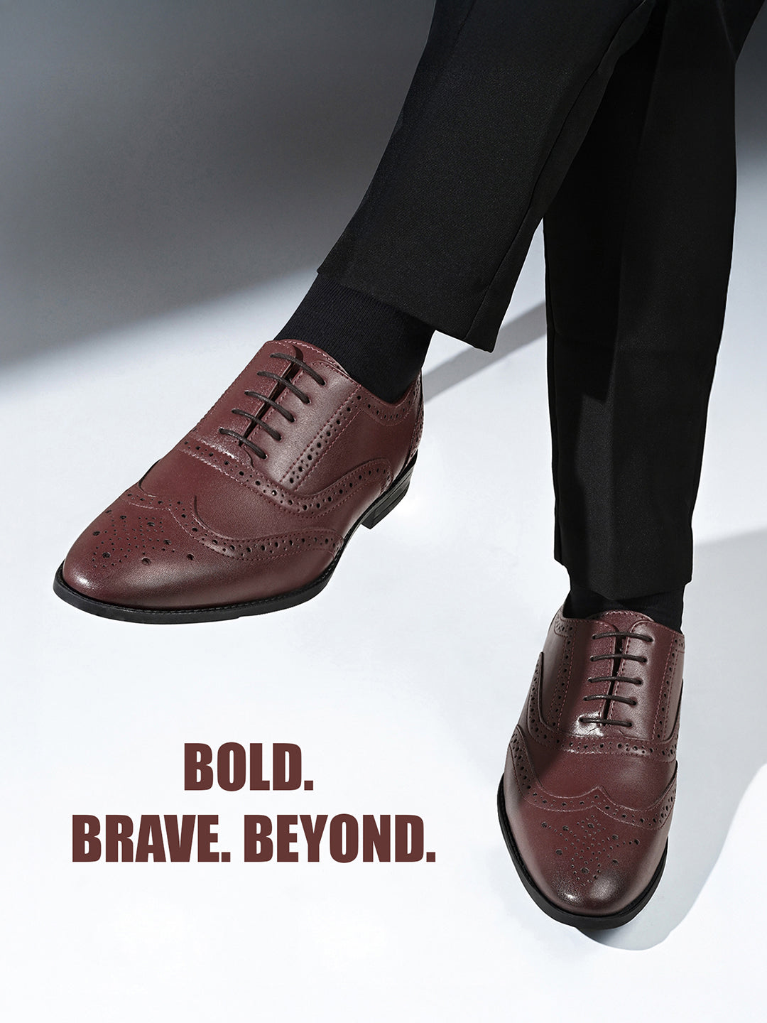Rosewood Wingtip Brogue Style Comfortable Formal Lace Up Shoes