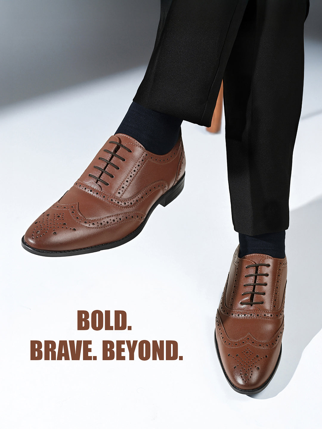 Tan Wingtip Brogue Style Comfortable Formal Lace Up Shoes