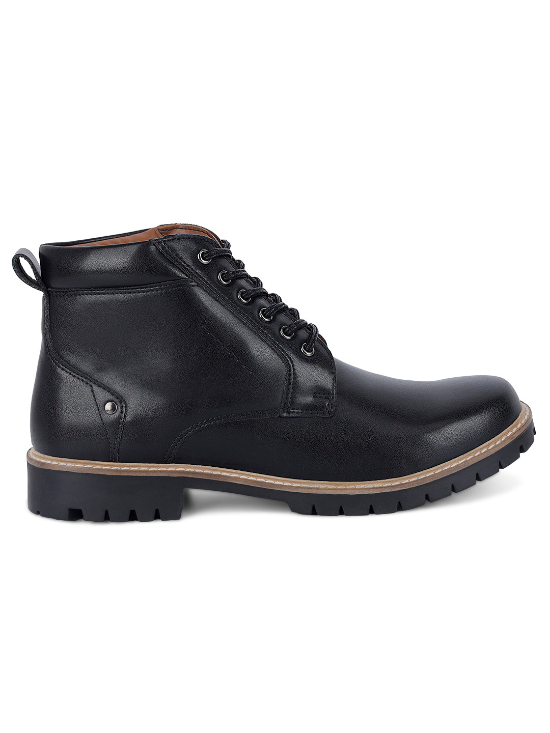 Jet Black Handcrafted Derby Lace Up Boots