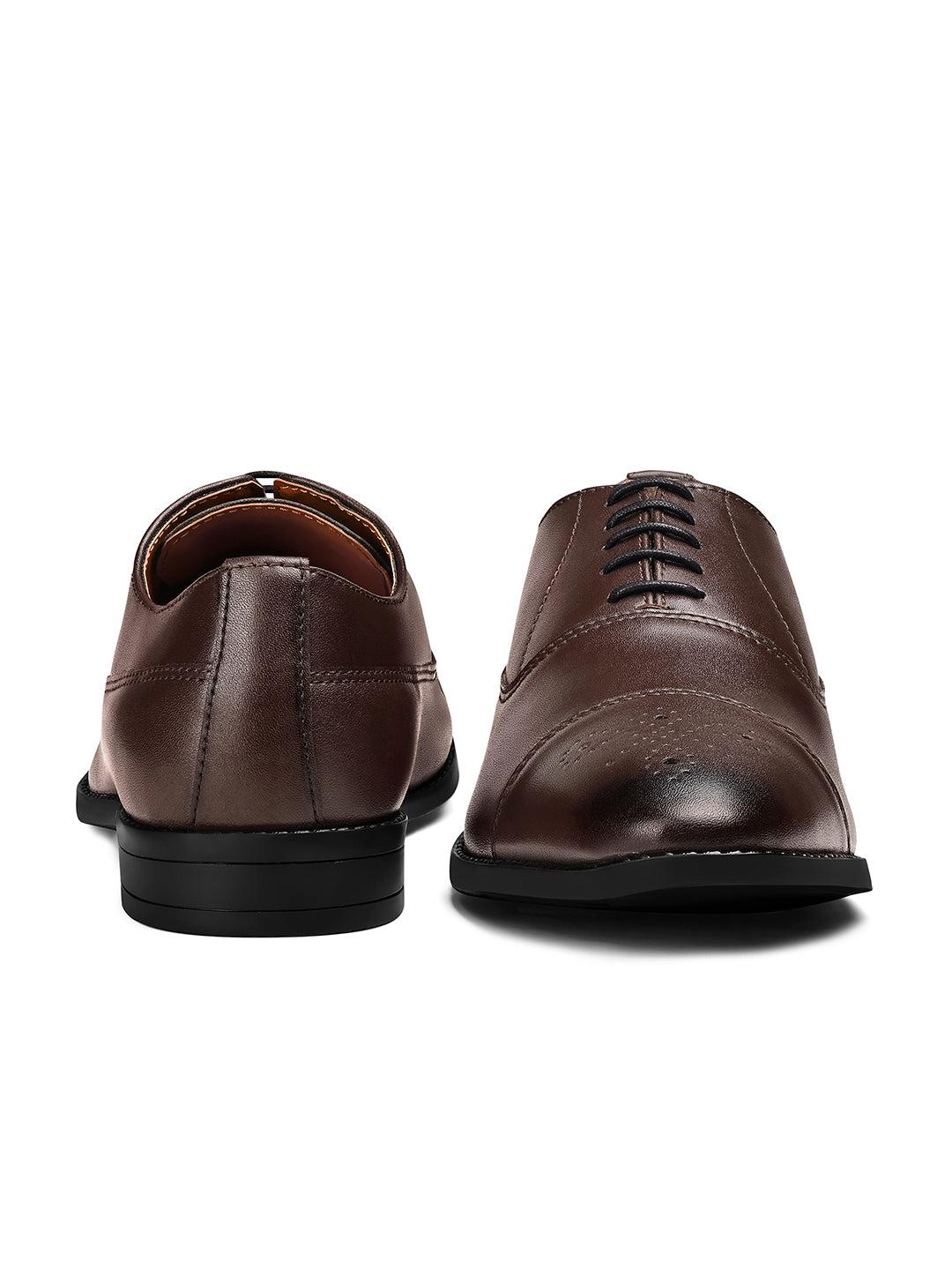 Brunette Brown Handcrafted Captoe Style Comfortable Laceups Shoes