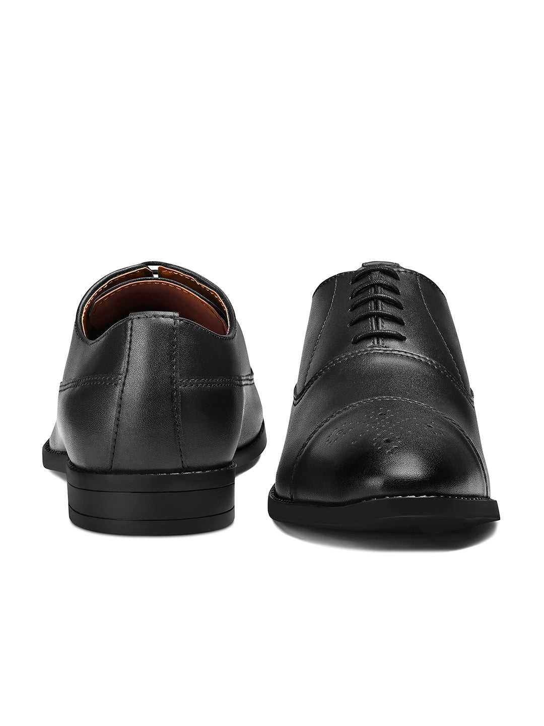 Obsidian Black Captoe Style Comfortable Laceups Shoes