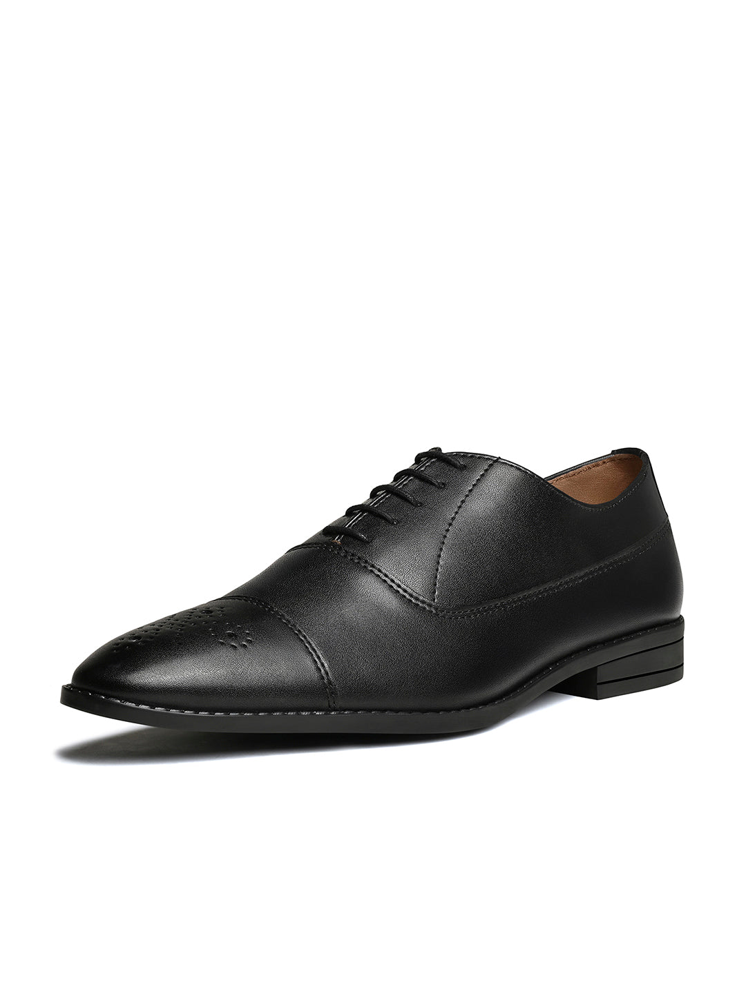 Obsidian Black Captoe Style Comfortable Laceups Shoes