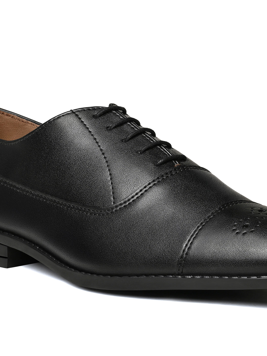 Obsidian Black Captoe Style Comfortable Laceups Shoes