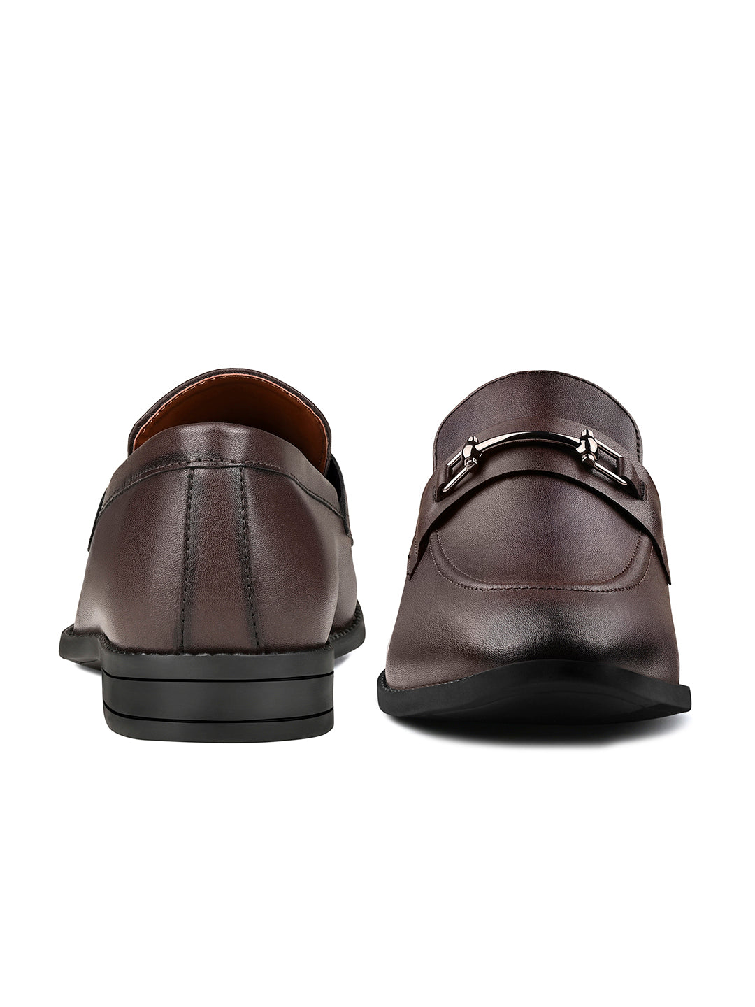 Brunette Brown Shoes Slipon Style Comfortable Moccasin with Buckle