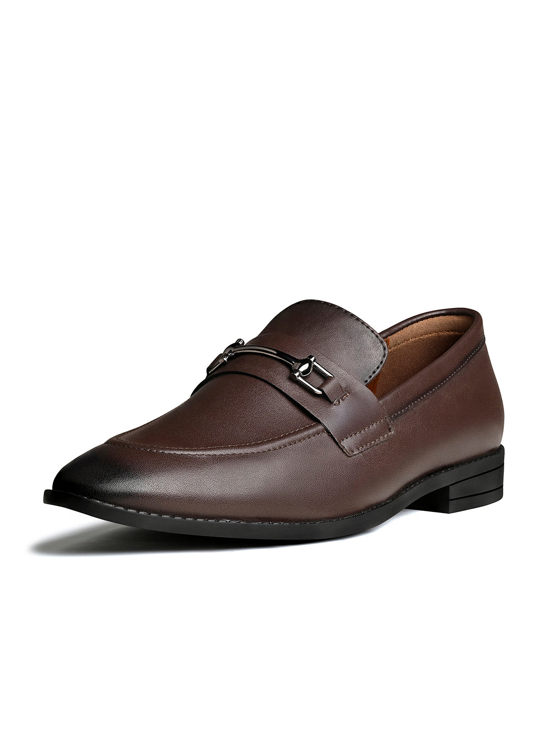 Brunette Brown Shoes Slipon Style Comfortable Moccasin with Buckle