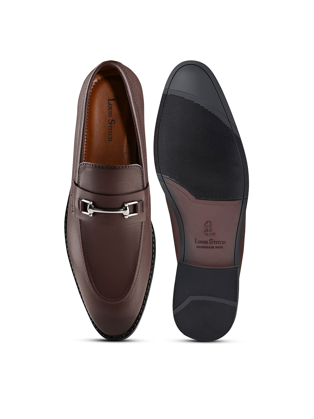 Brunette Brown Shoes Slipon Style Comfortable Moccasin with Buckle