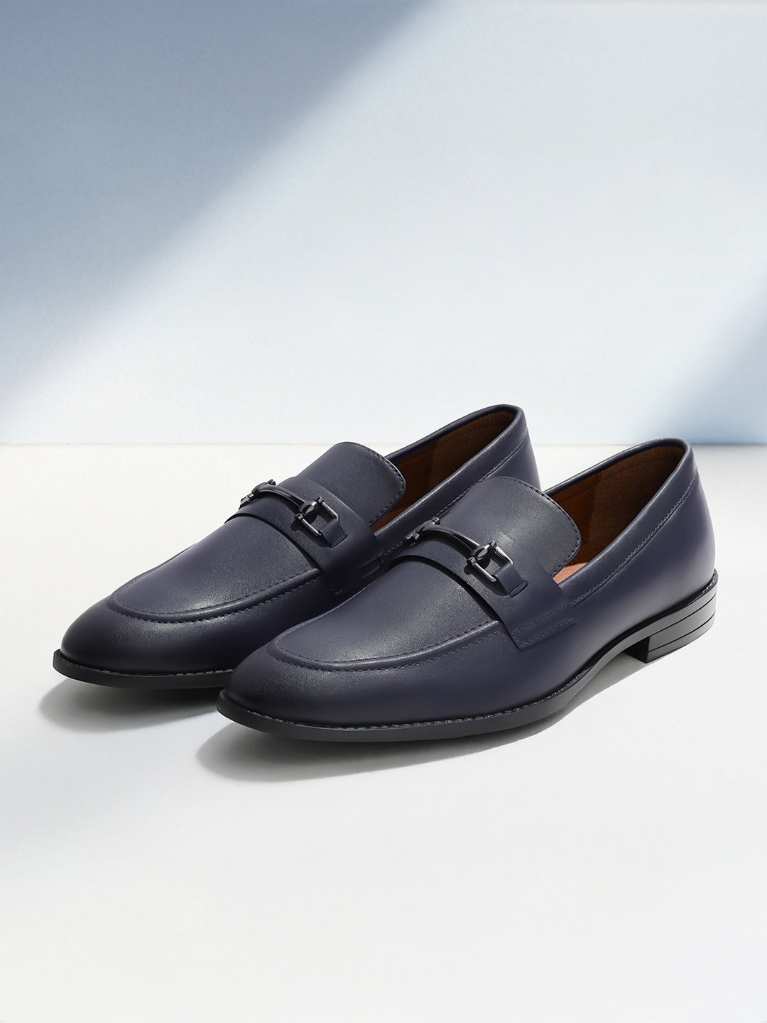 Federal Blue Shoes Slipon Style Comfortable Moccasin with Buckle