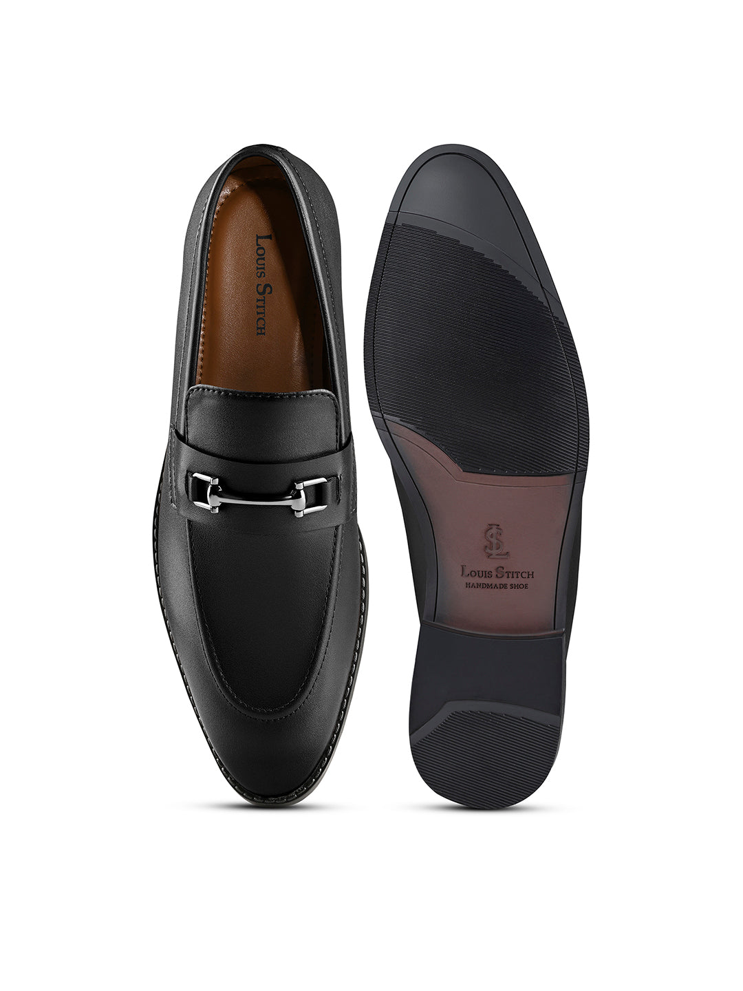 Obsidian Black Shoes Slipon Style Comfortable Moccasin with Buckle