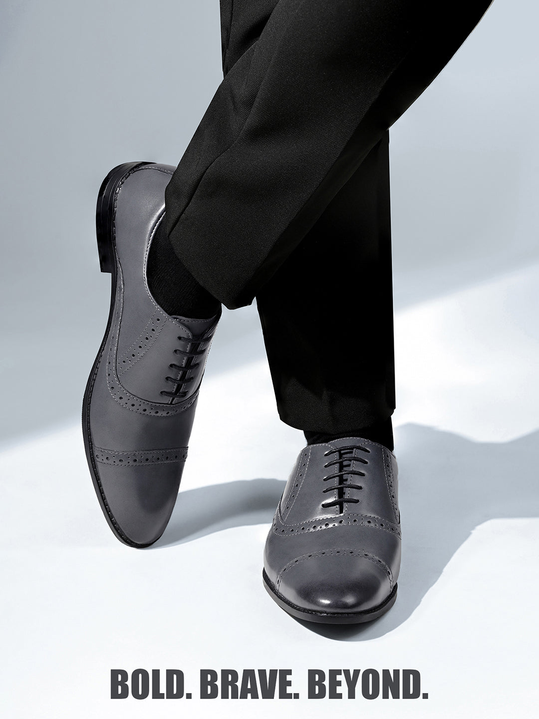 Ash Grey Oxford Style Comfortable Formal Laceup Shoes