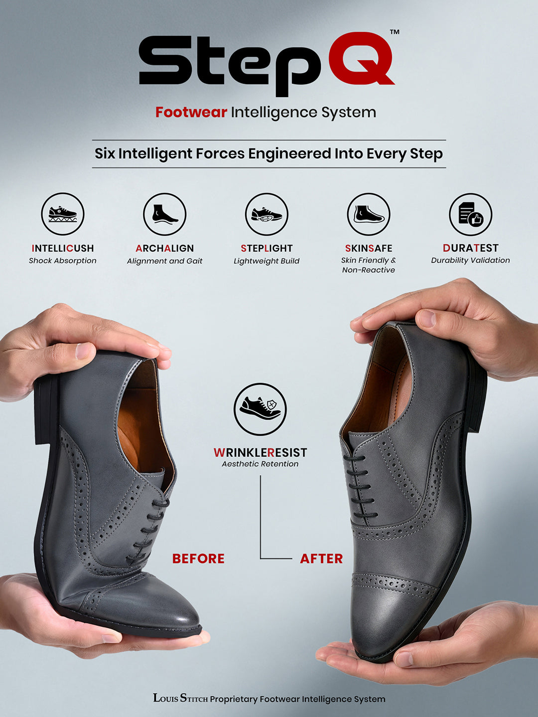Ash Grey Oxford Style Comfortable Formal Laceup Shoes