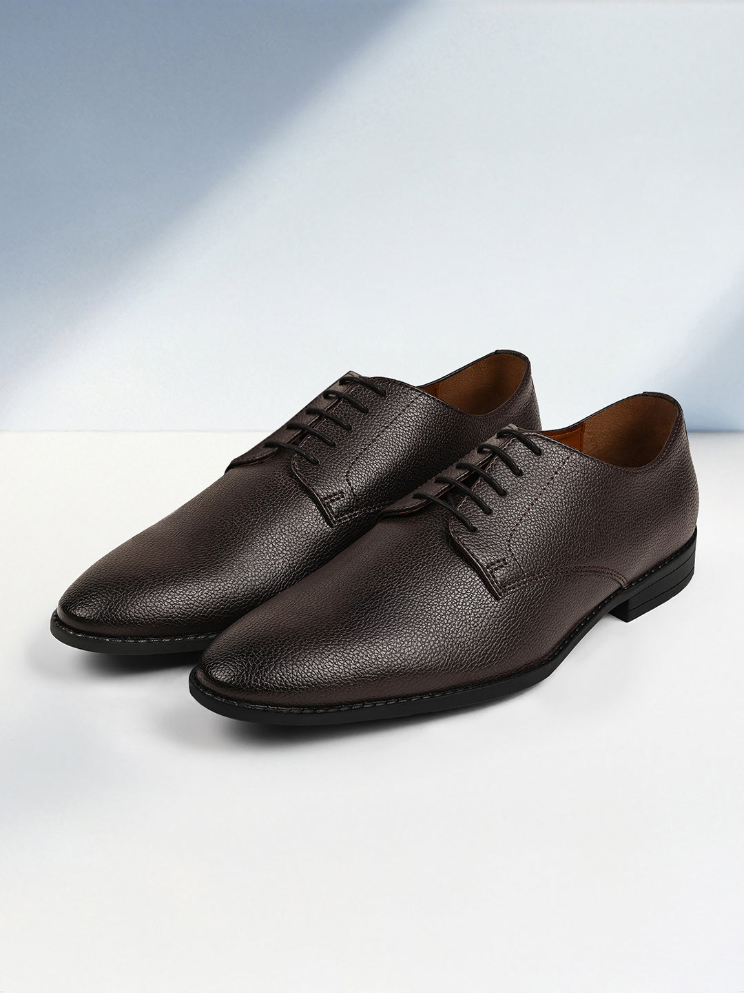 Brunette Brown Handcrafted Derby Lace Up Shoes