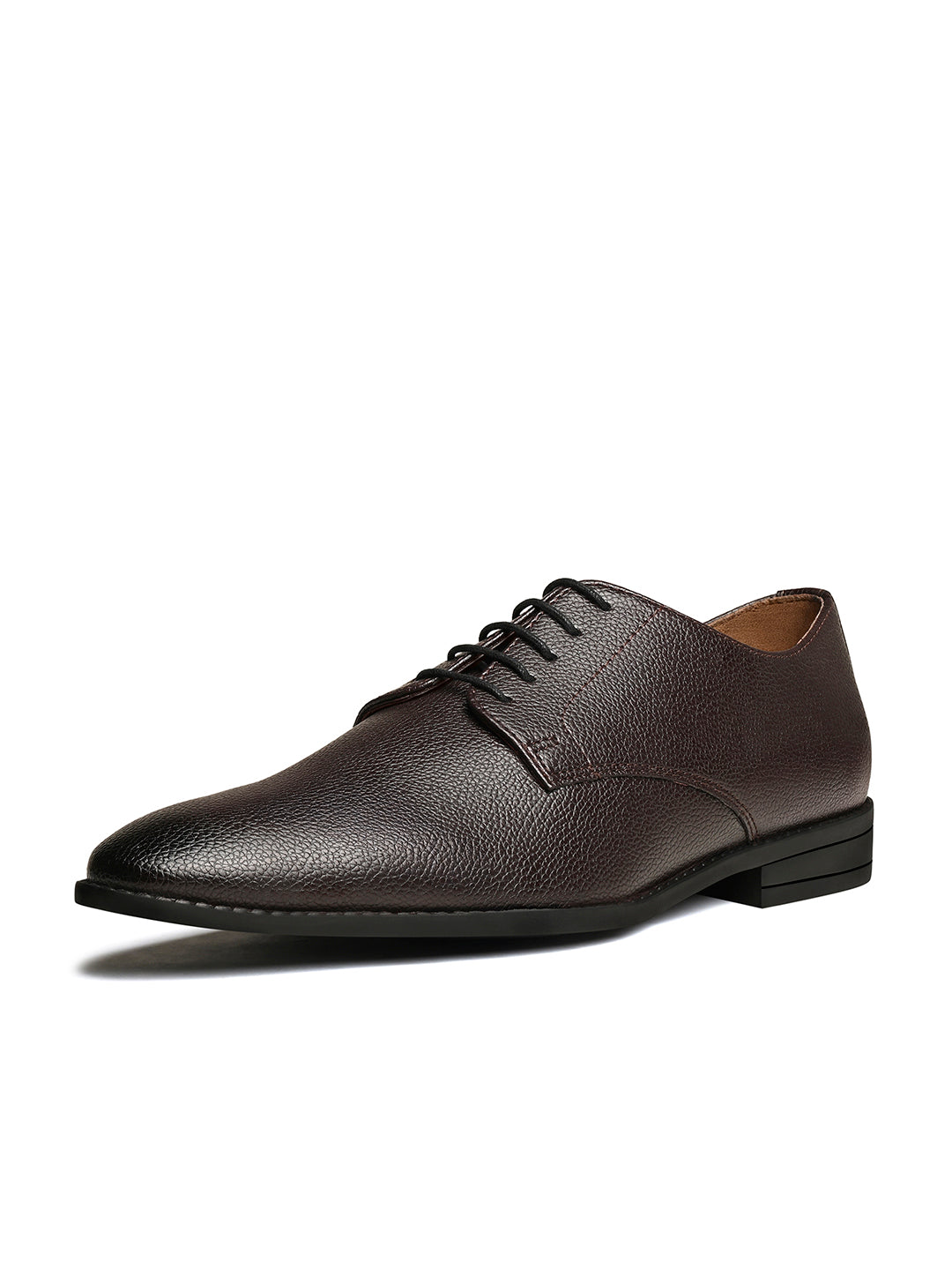 Brunette Brown Handcrafted Derby Lace Up Shoes