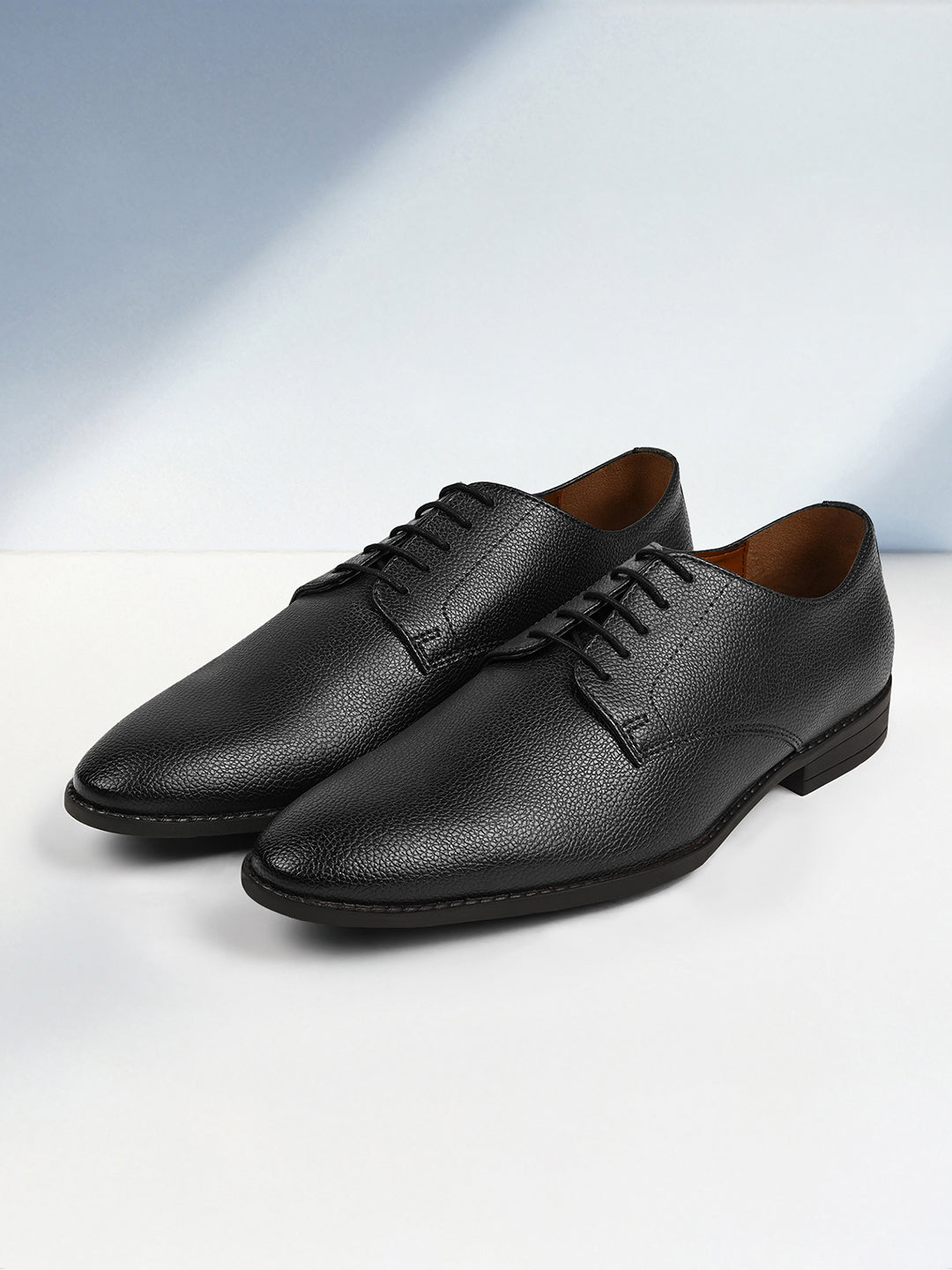 Jet Black Handcrafted Derby Lace Up Shoes