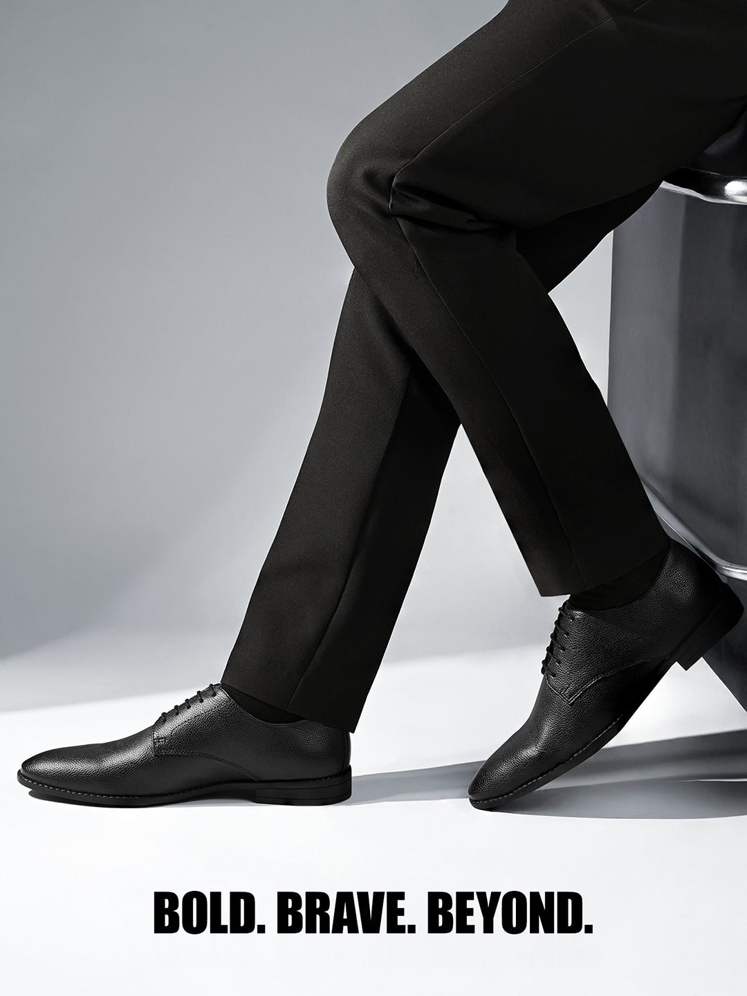 Jet Black Handcrafted Derby Lace Up Shoes