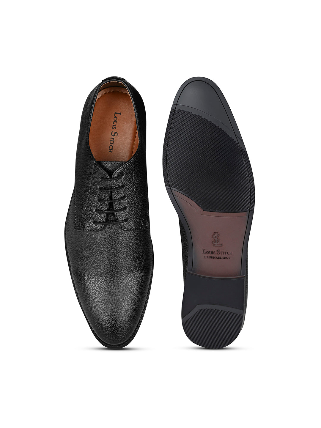 Jet Black Handcrafted Derby Lace Up Shoes