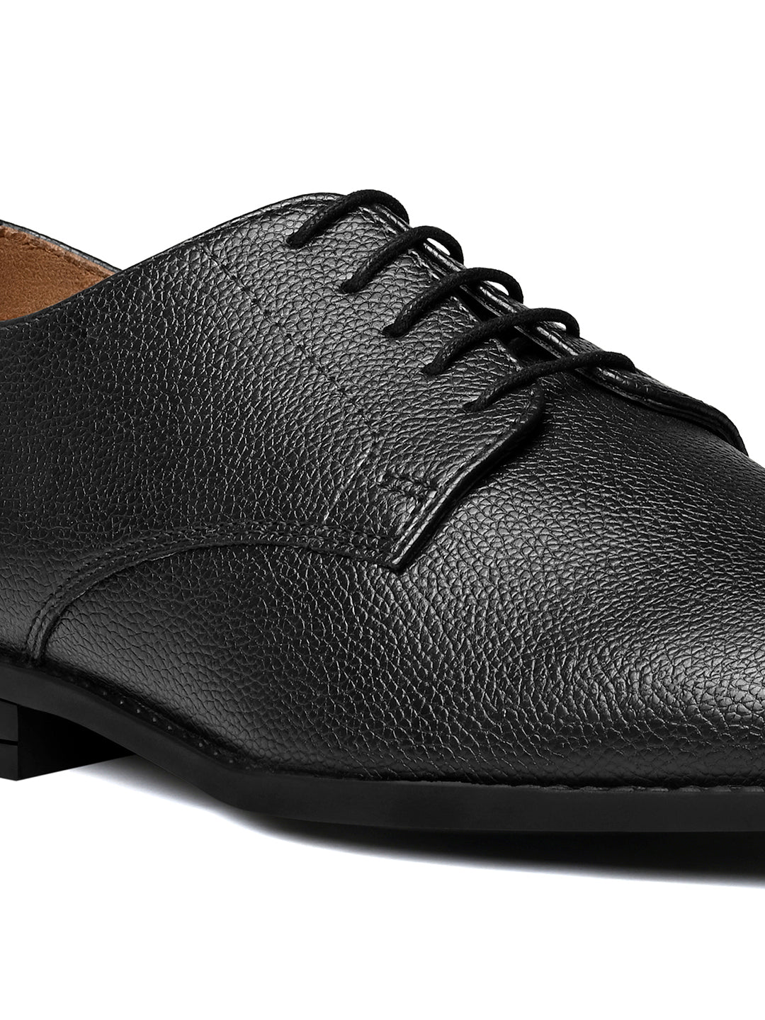 Jet Black Handcrafted Derby Lace Up Shoes