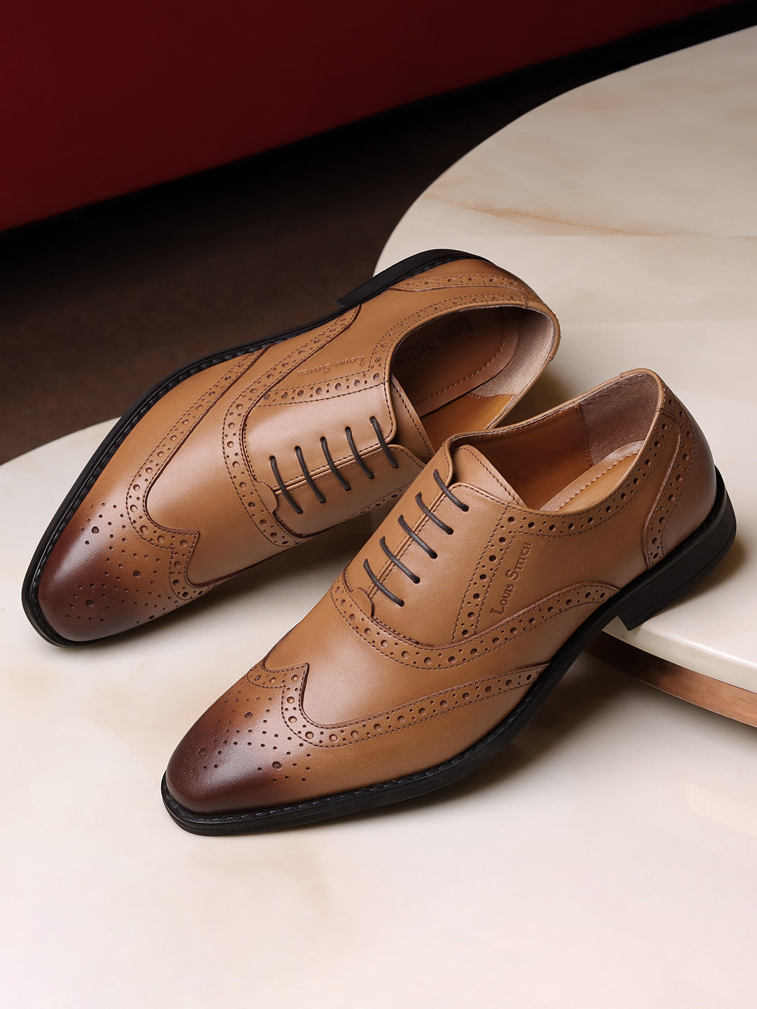 British Tan Egyptian Crust Leather Brogue Shoes