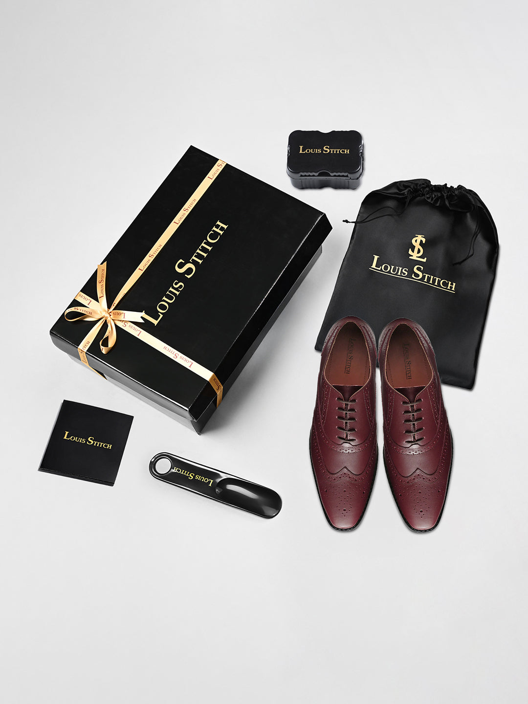 Rosewood Italian Leather Wingtip Brogue Shoes