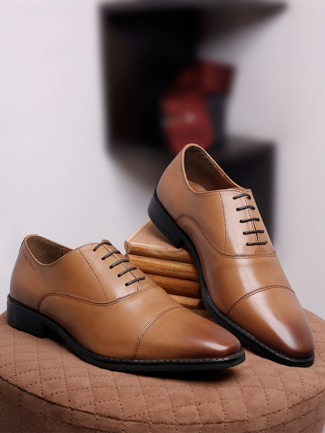 British Tan Egyptian Crust Leather Derby Shoes - Main Image