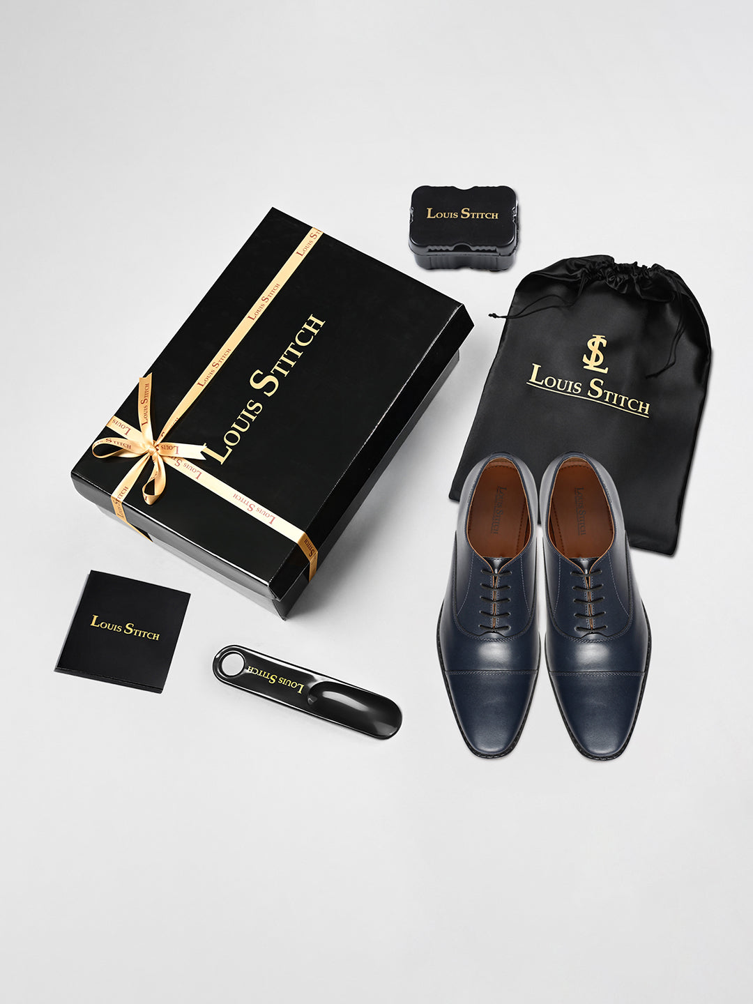 Prussian Blue Egyptian Crust Leather Derby Shoes