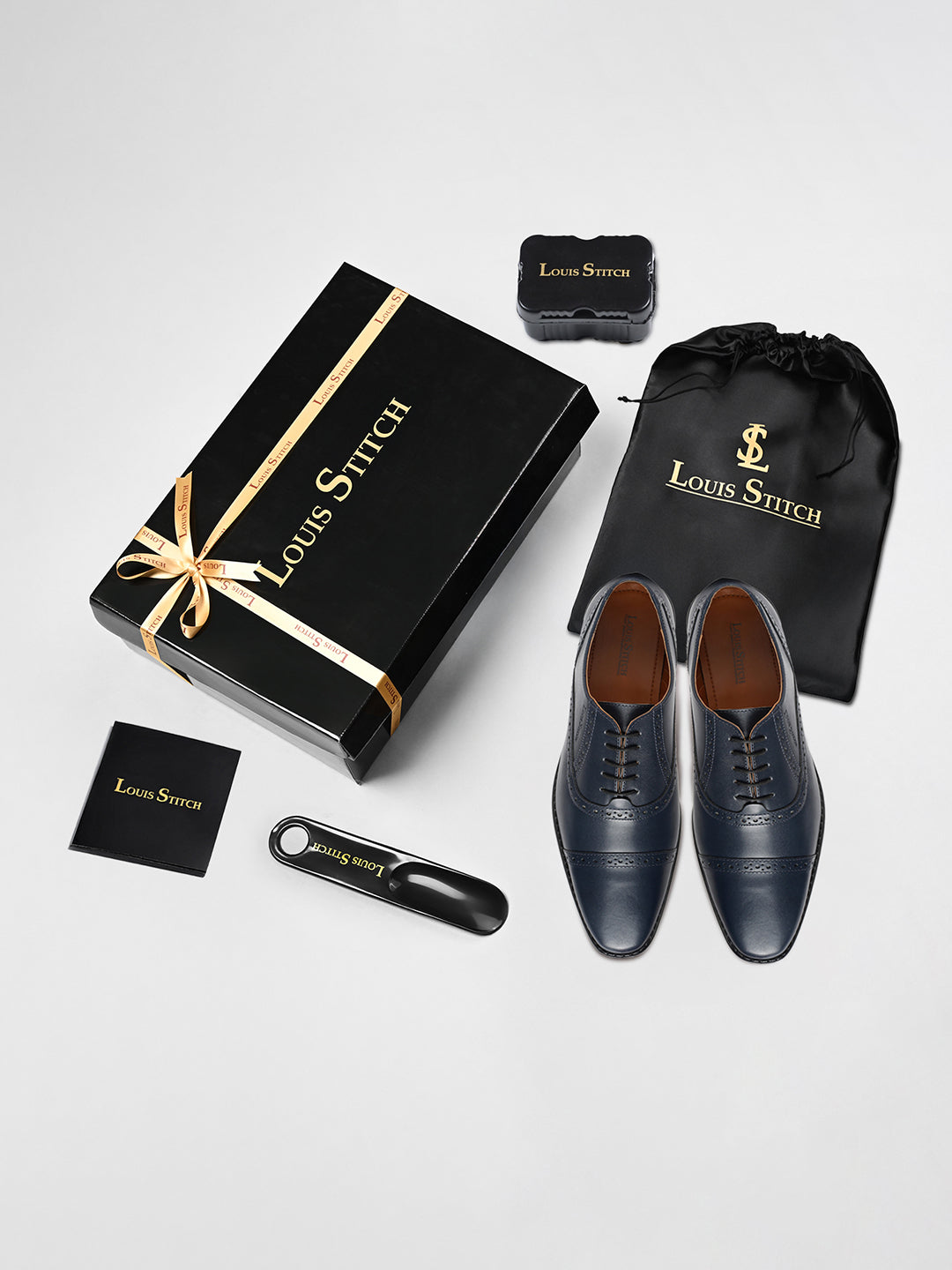 Prussian Blue Italian Leather Oxford Shoes