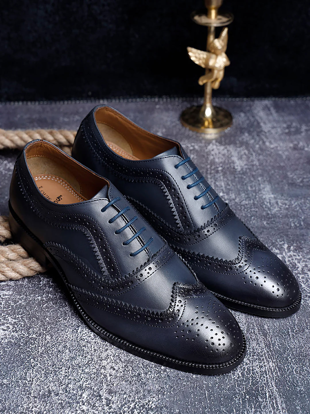 Federal Blue Handmade Premium Italian Leather Brogue