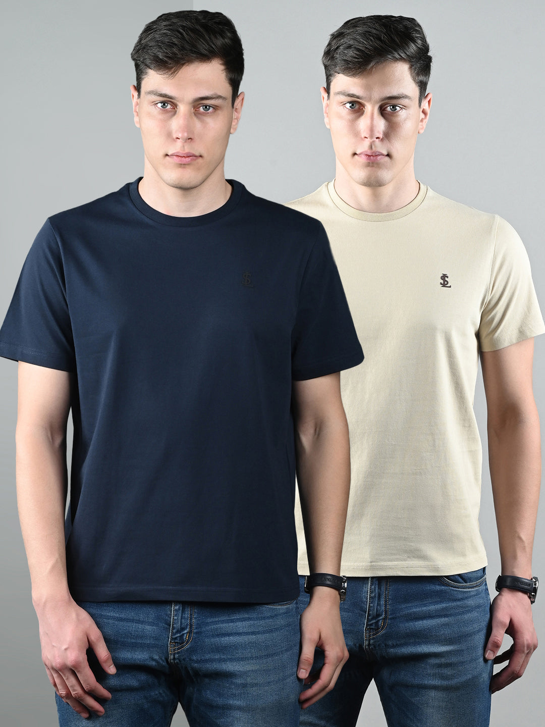 Men's Super Combed Cotton Regular Fit Pack of 2 Roundneck T-shirts