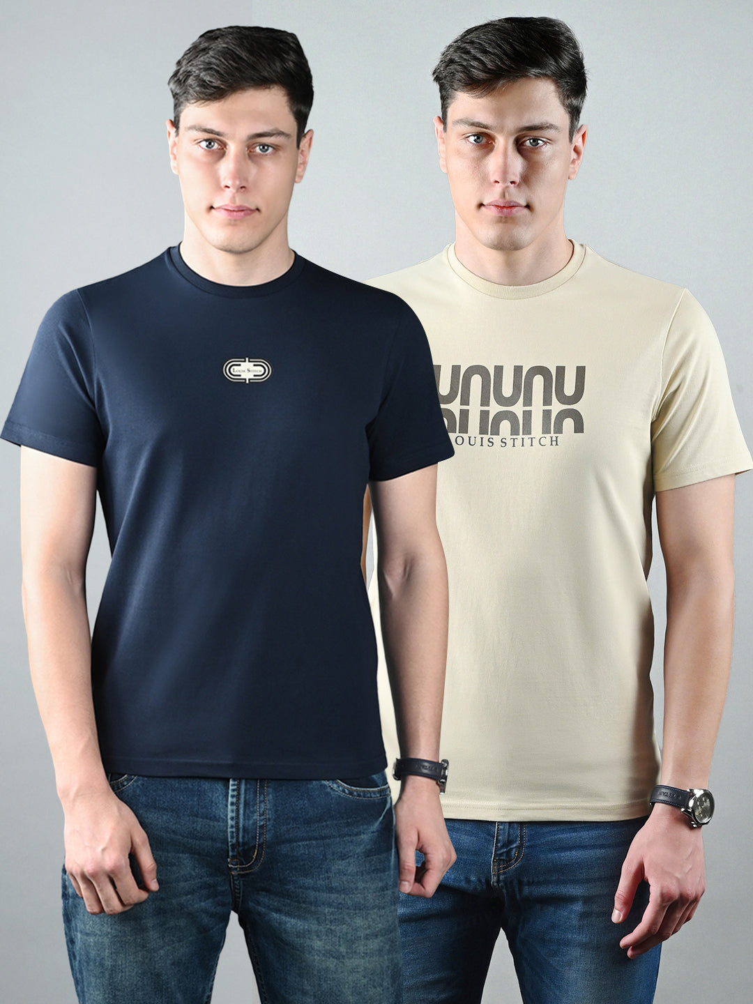 Men's Super Combed Cotton Regular Fit Pack of 2 Roundneck T-shirts