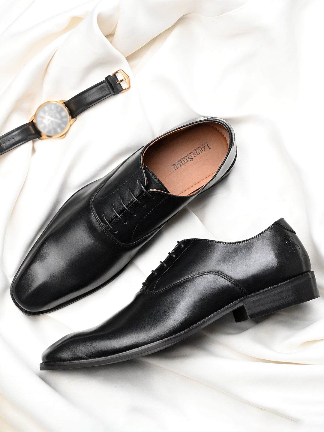 Jet Black Italian Crust Leather Formal Derbys
