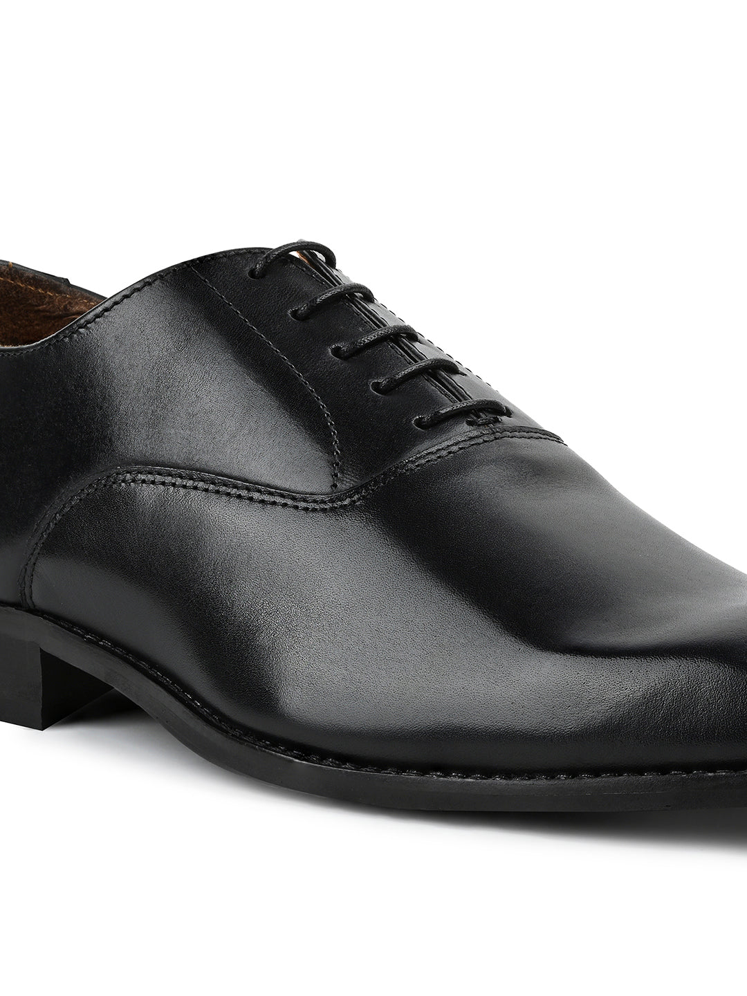 Jet Black Italian Crust Leather Formal Derbys