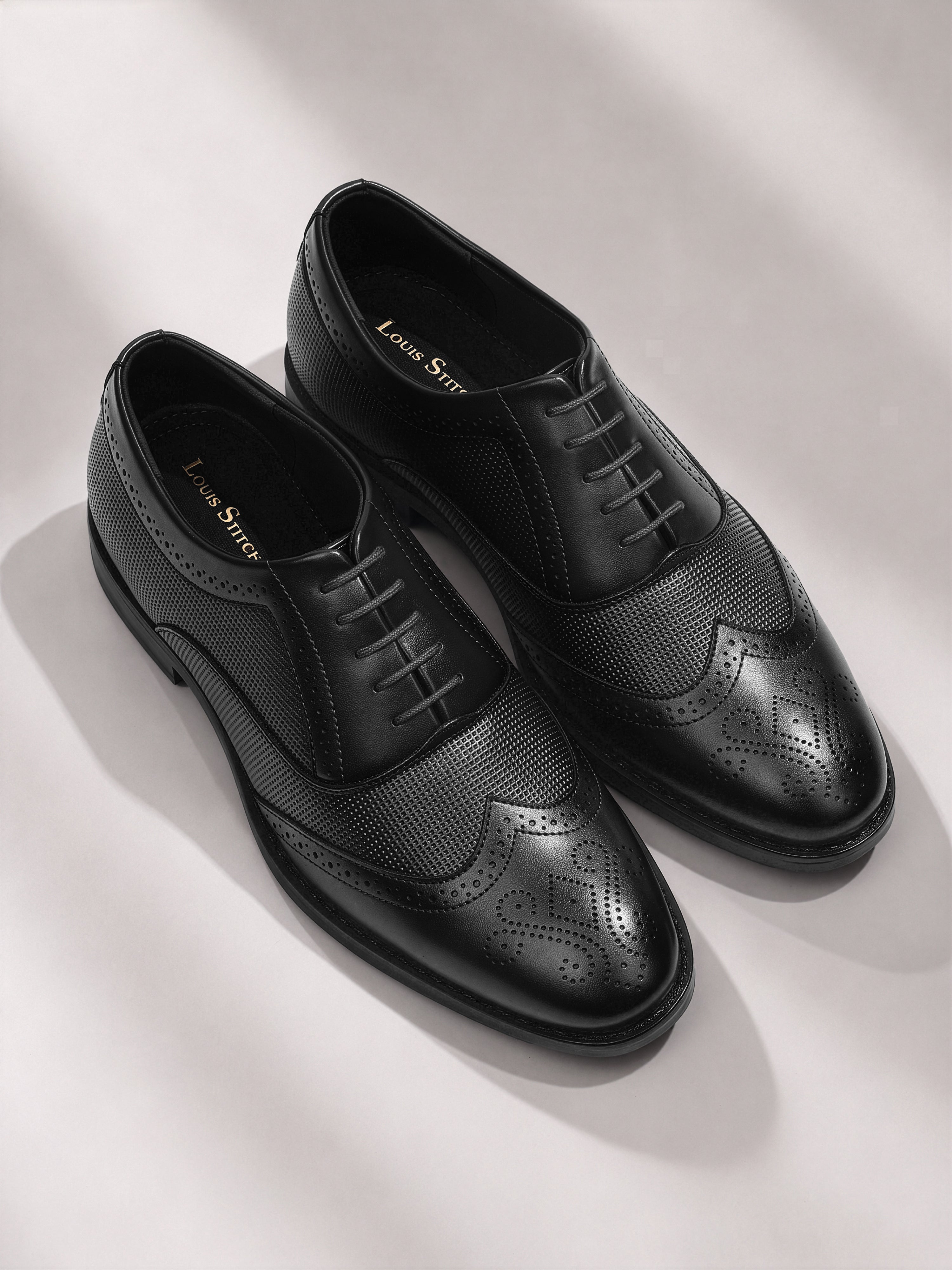 Jet Black Formal Brogue Lace-Up Shoes