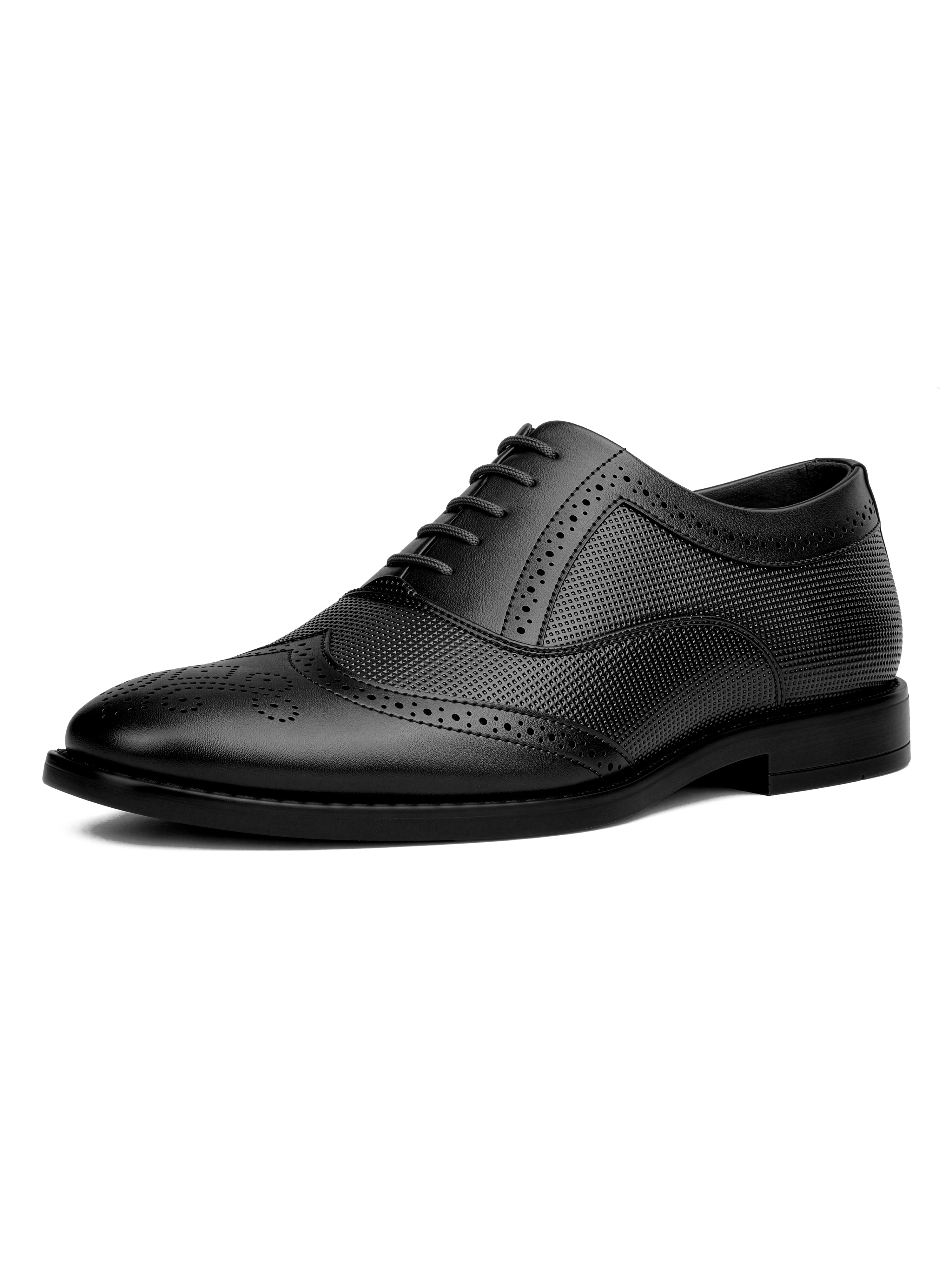 Jet Black Formal Brogue Lace-Up Shoes