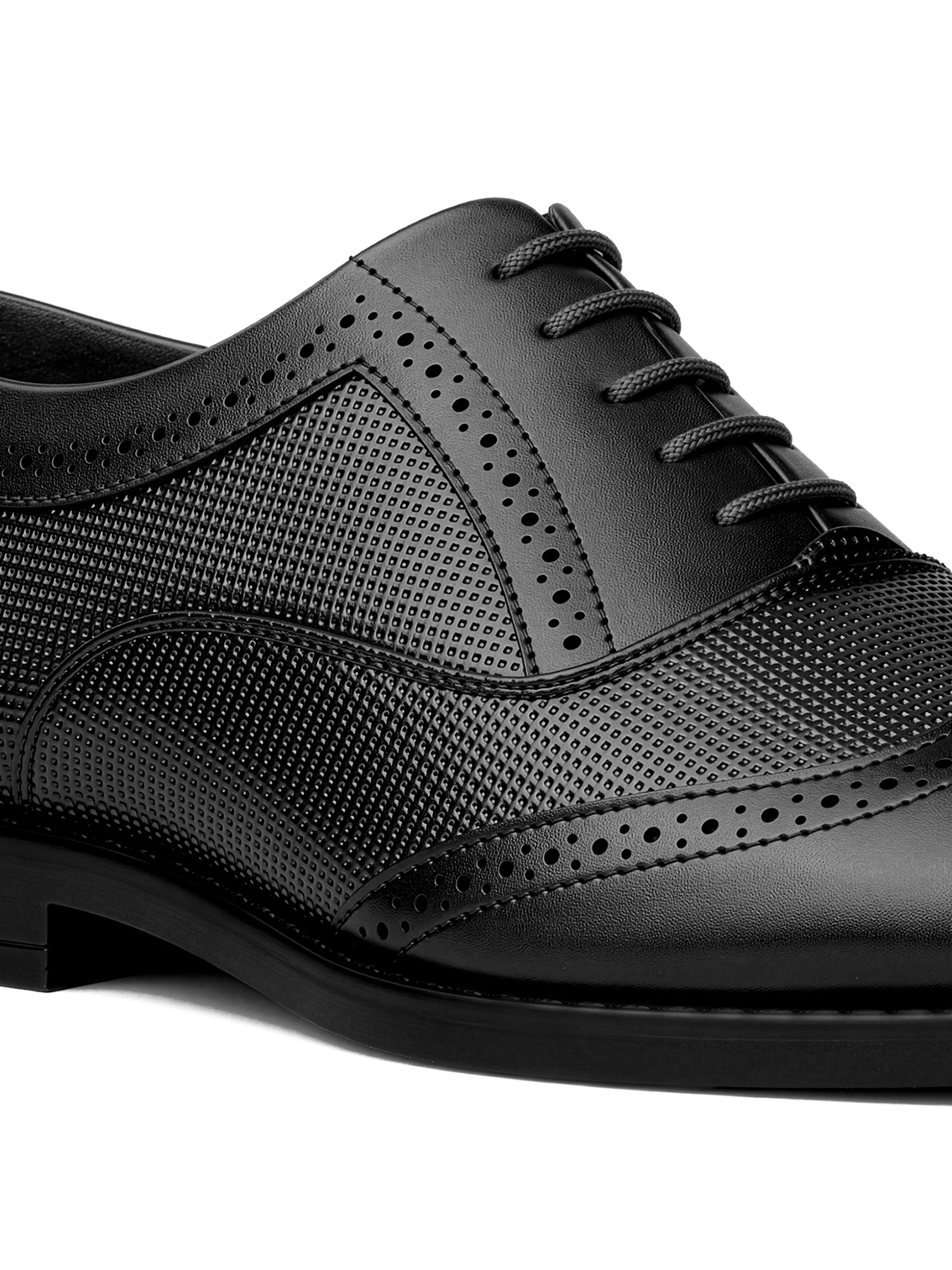 Jet Black Formal Brogue Lace-Up Shoes