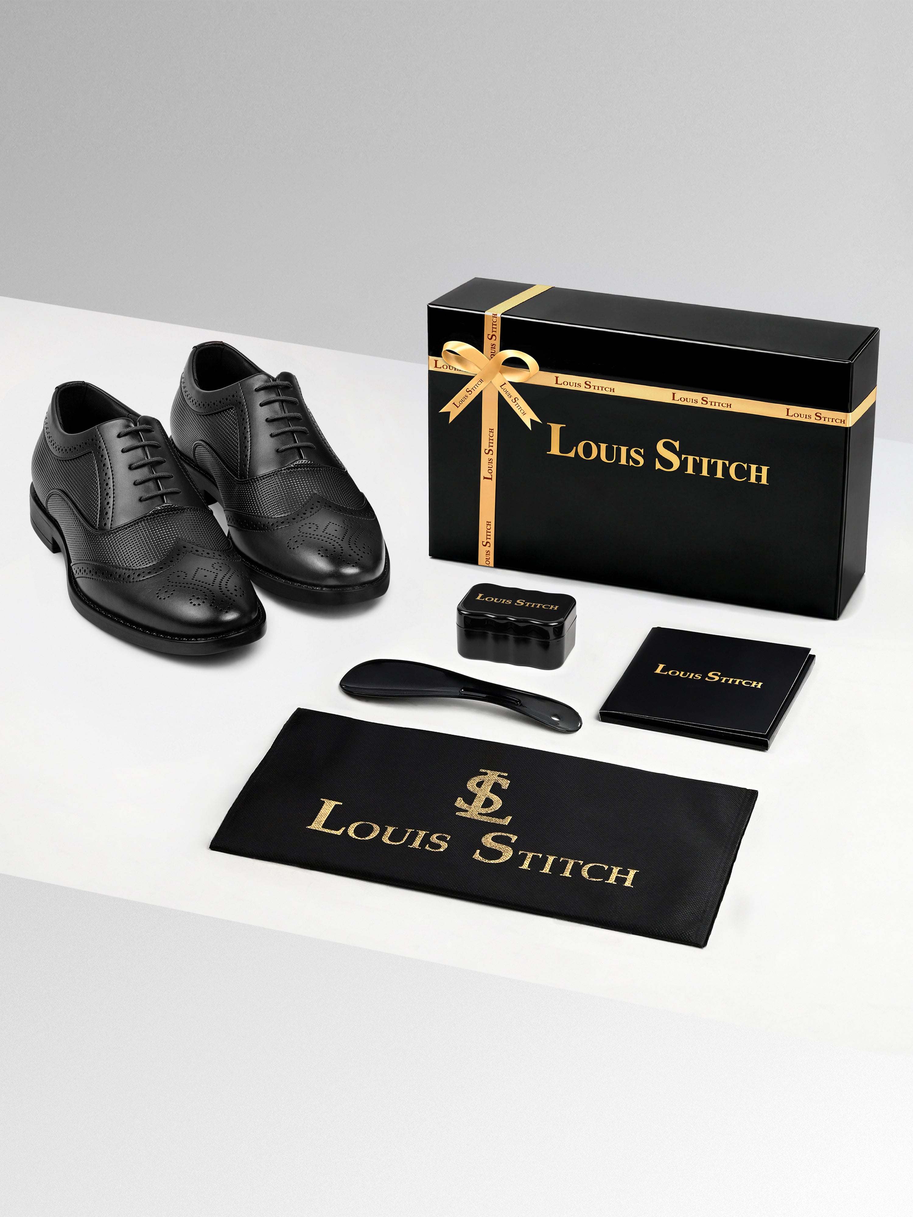 Jet Black Formal Brogue Lace-Up Shoes