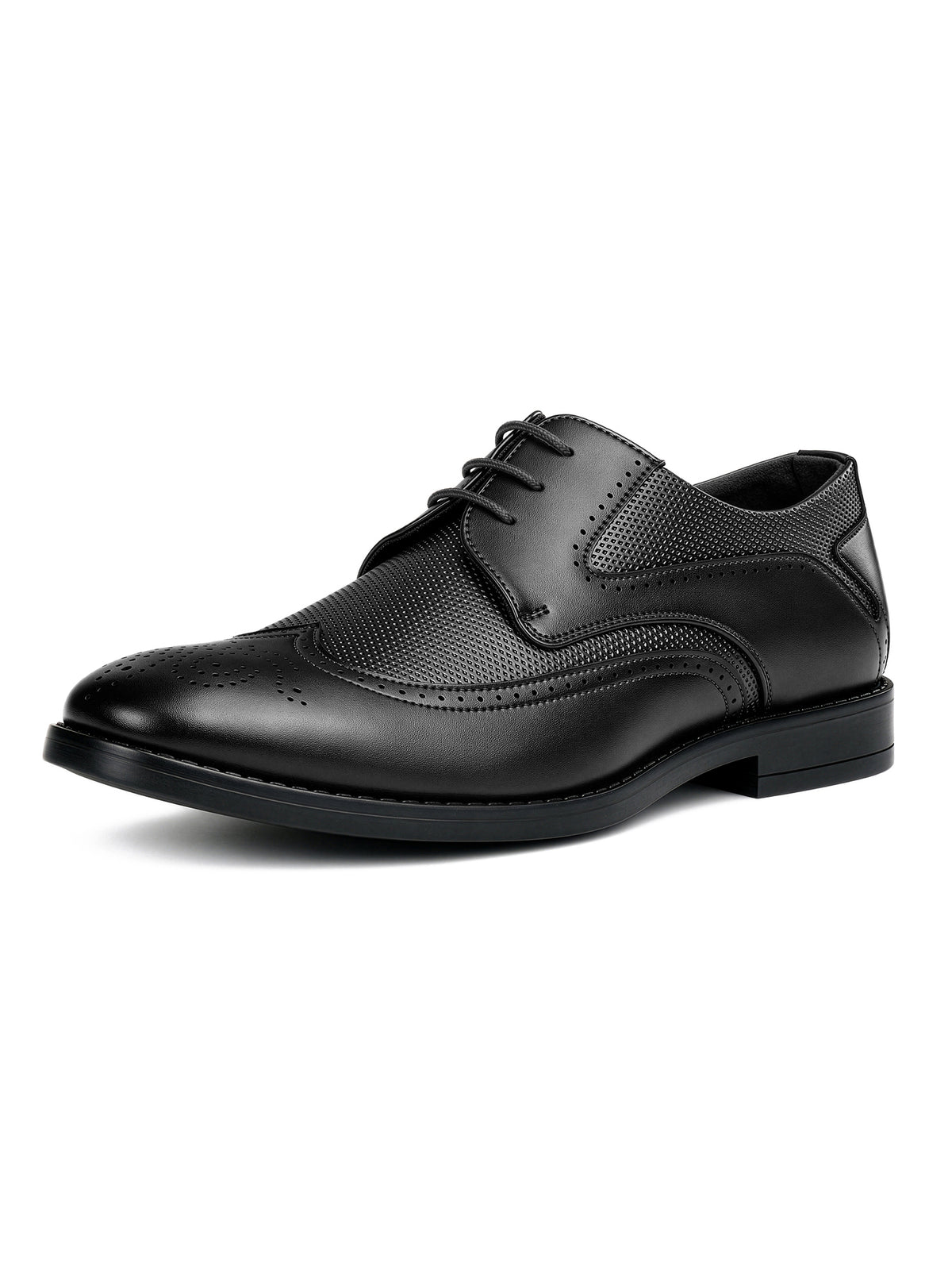 Jet Black Formal Brogue Lace-Up Shoes