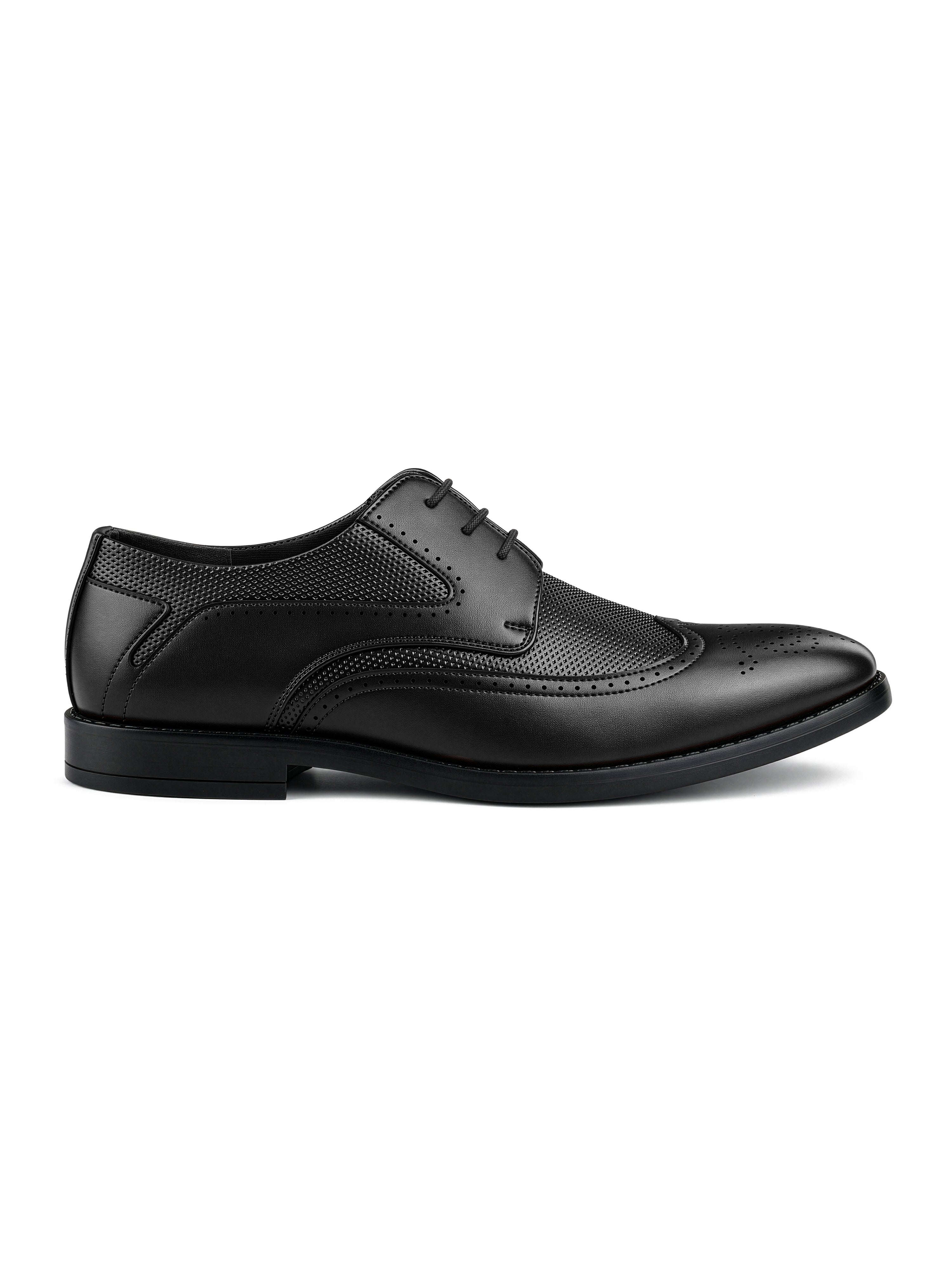 Jet Black Formal Brogue Lace-Up Shoes