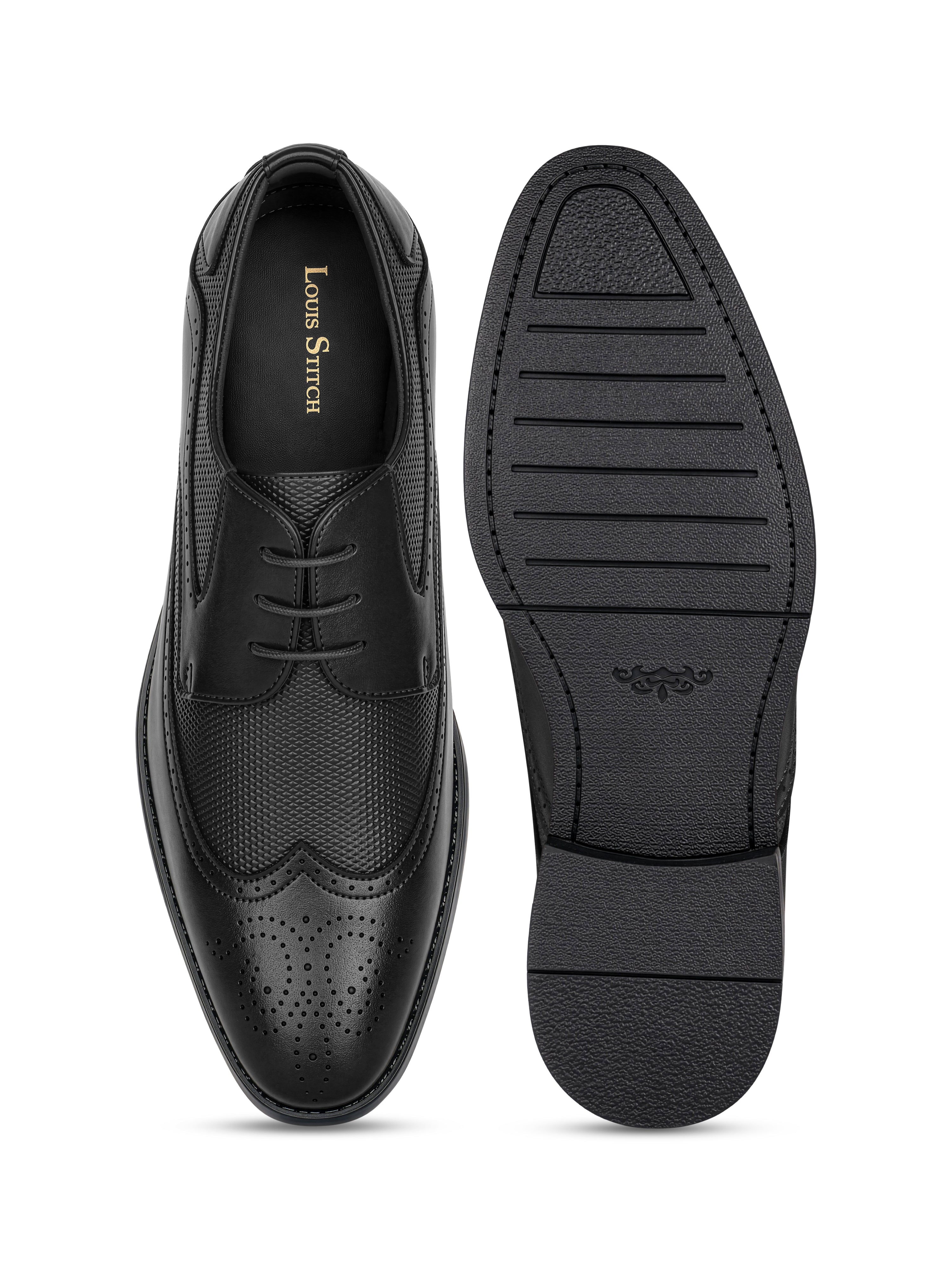 Jet Black Formal Brogue Lace-Up Shoes