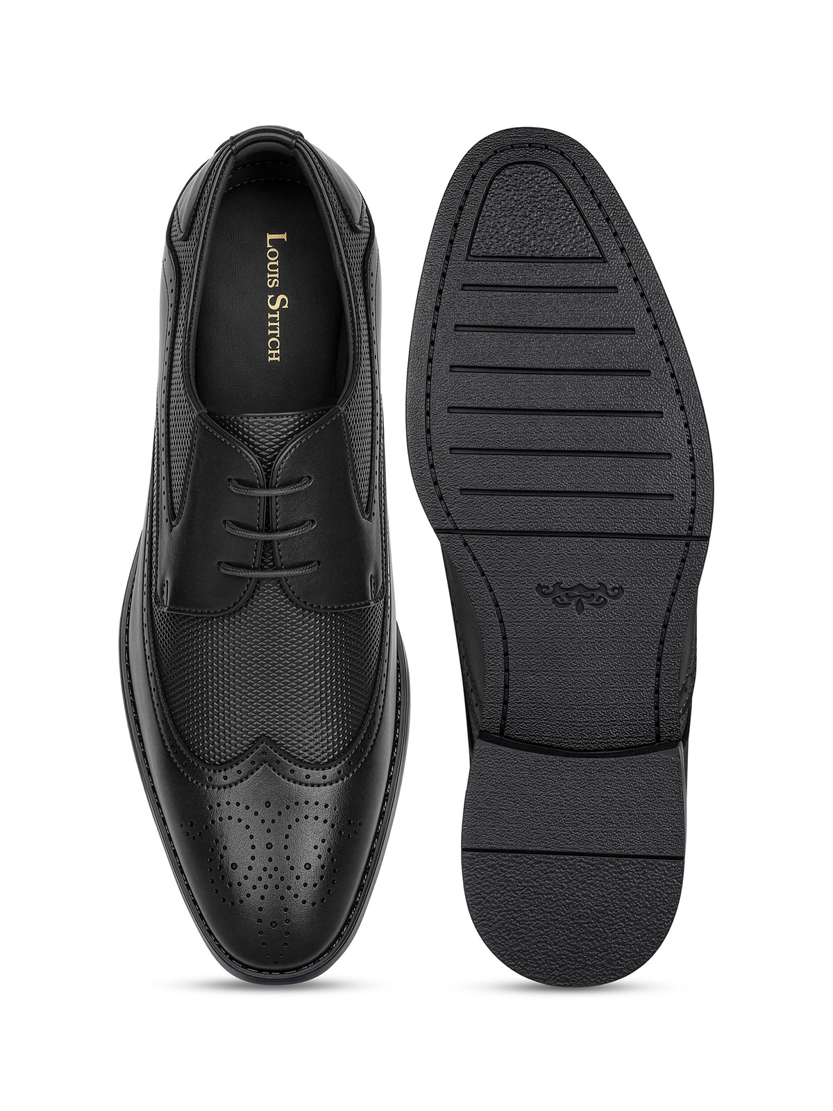 Jet Black Formal Brogue Lace-Up Shoes