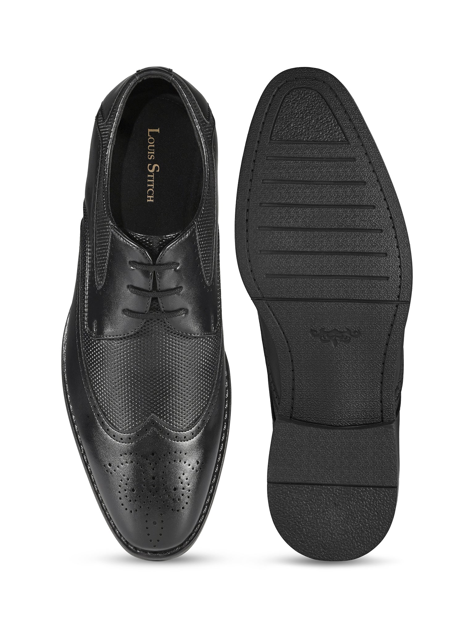 Jet Black Formal Brogue Lace-Up Shoes