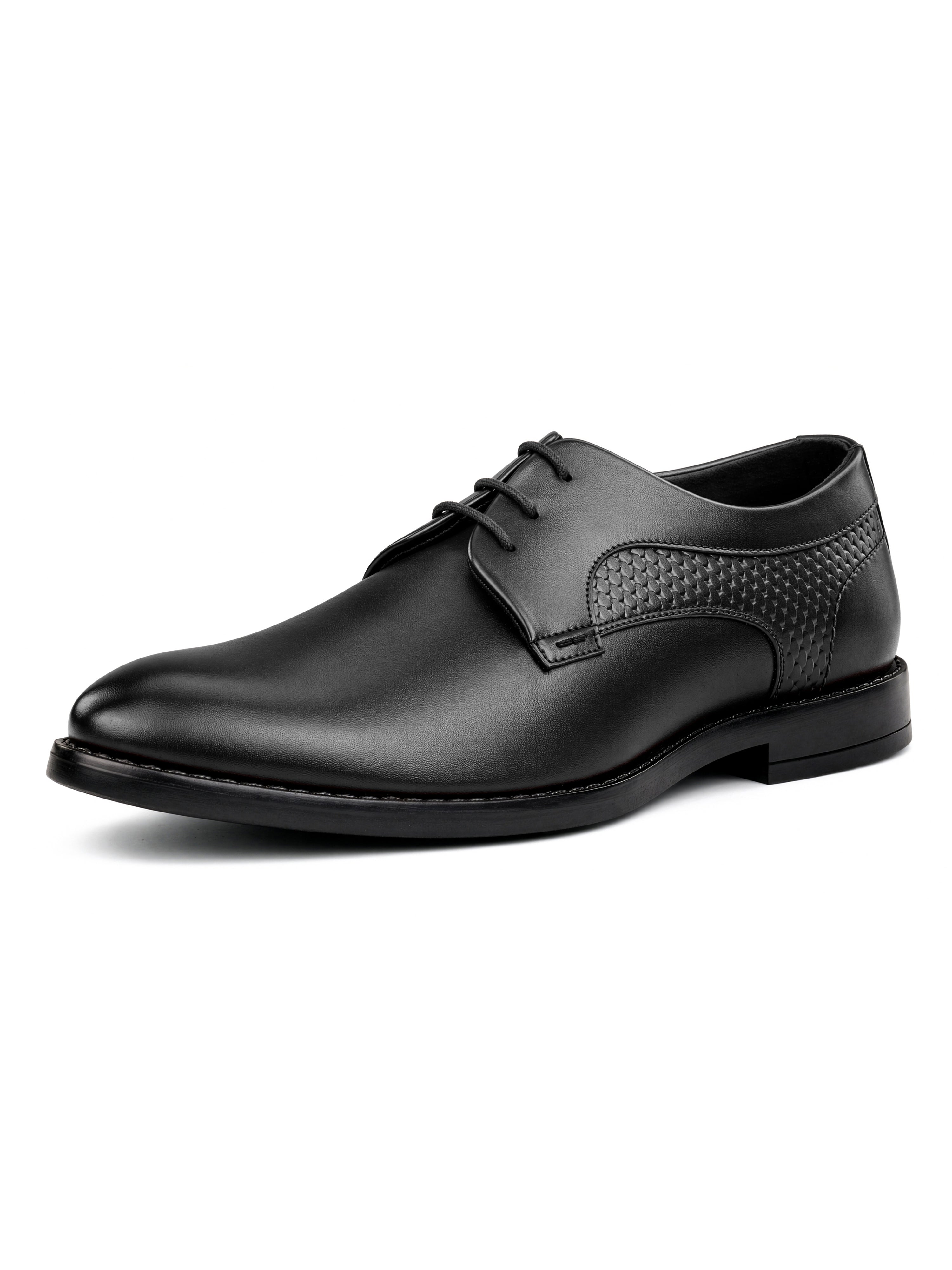 Jet Black Formal Derby Lace-Up Shoes