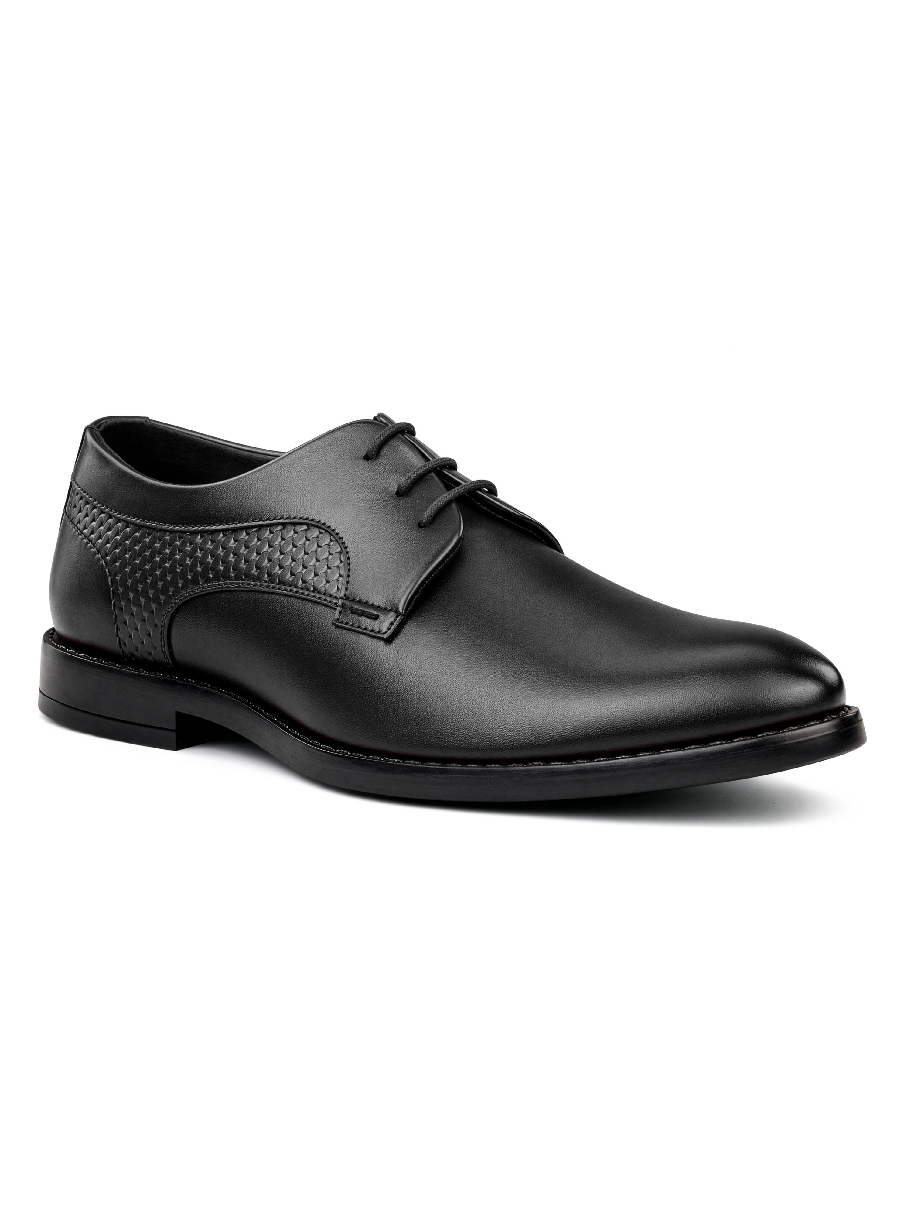 Jet Black Formal Derby Lace-Up Shoes
