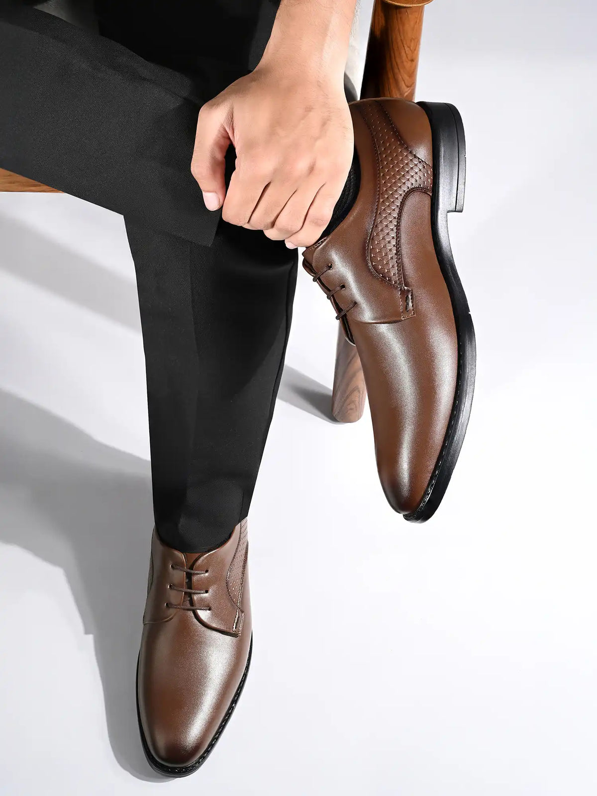 Russet Tan Formal Derby Lace-Up Shoes