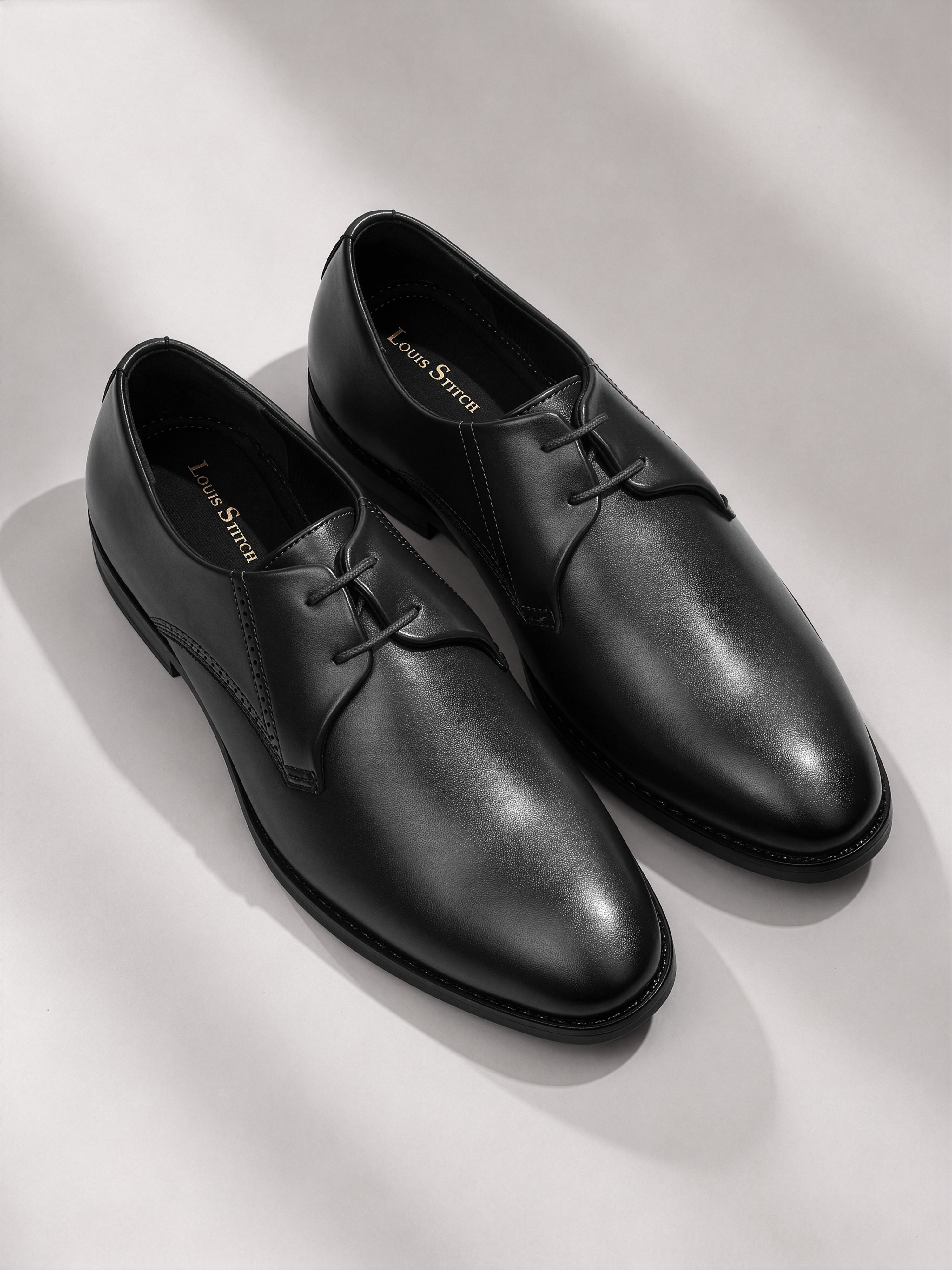 Jet Black Formal Derby Lace-Up Shoes