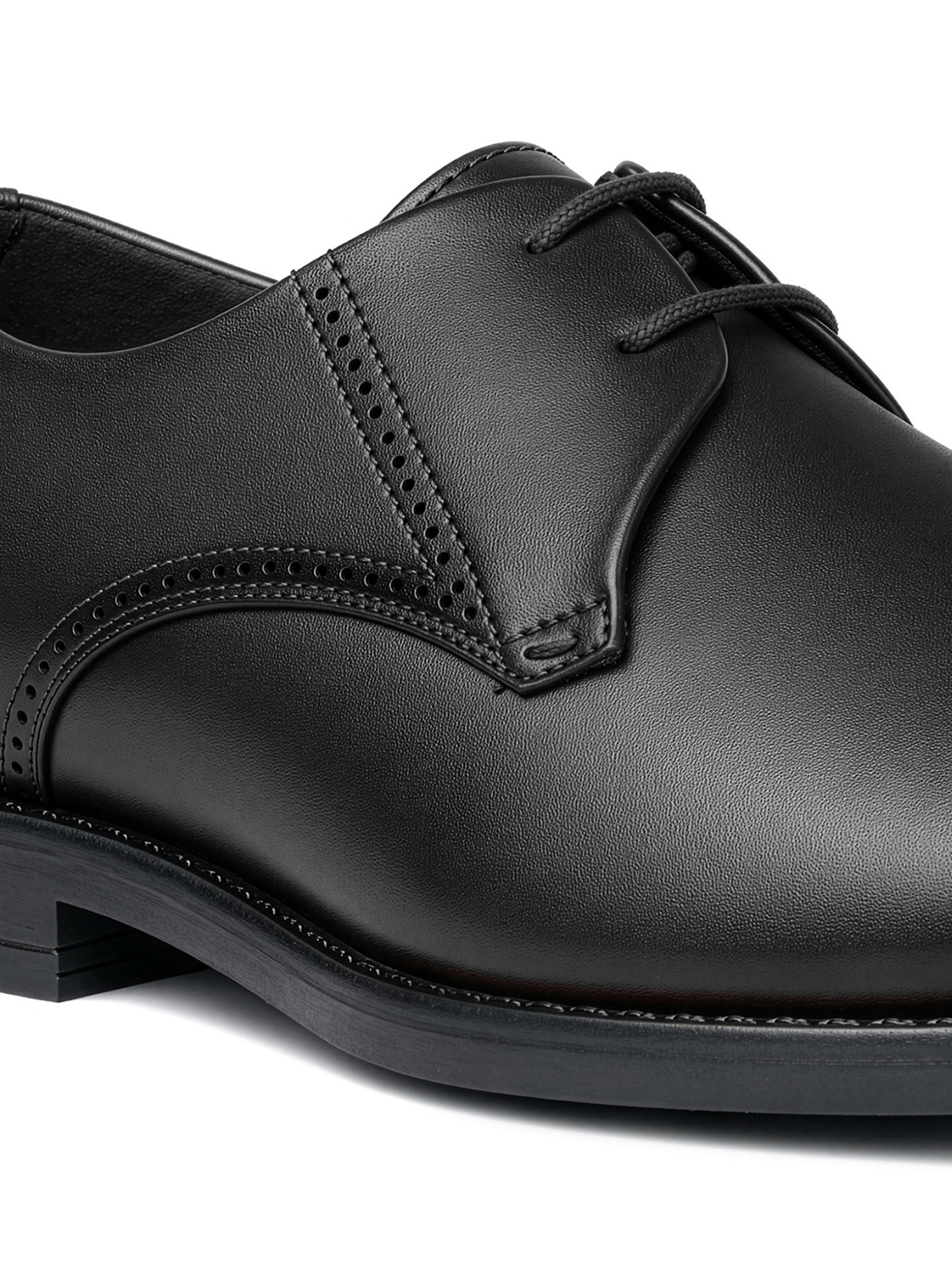 Jet Black Formal Derby Lace-Up Shoes