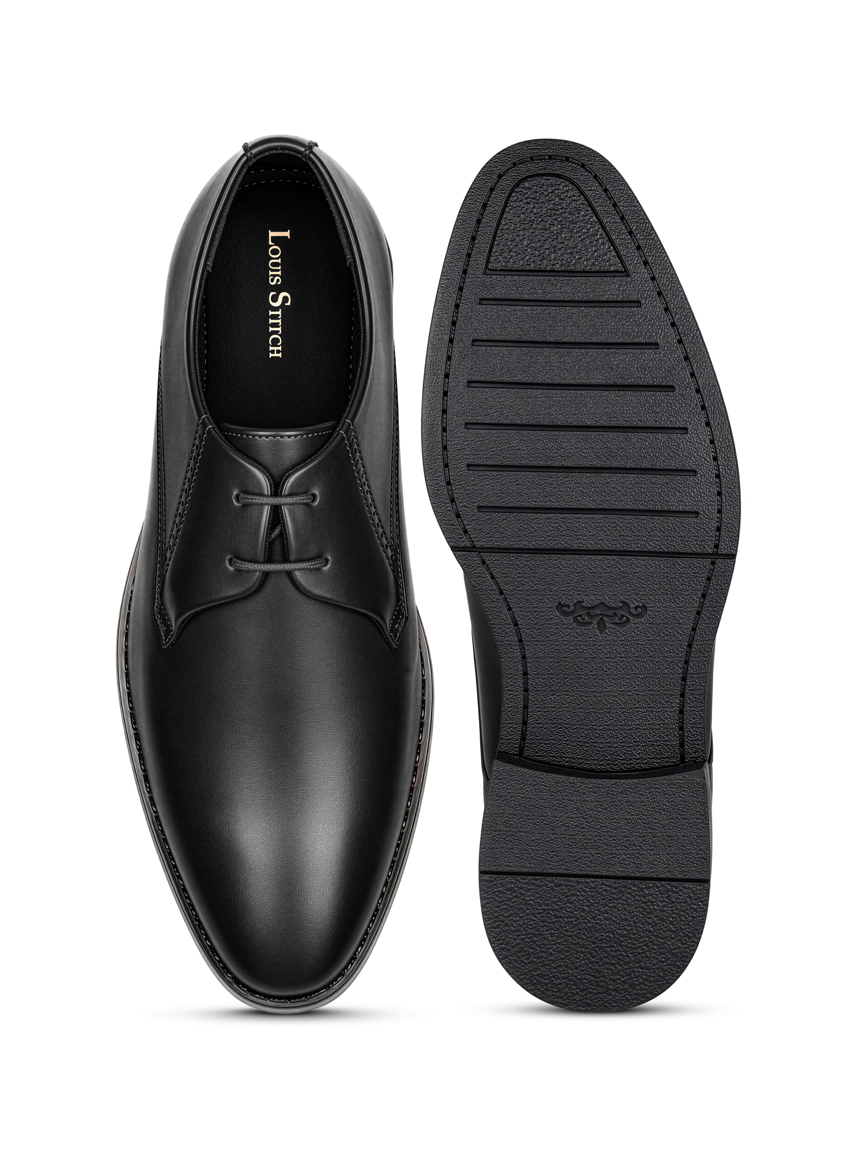 Jet Black Formal Derby Lace-Up Shoes