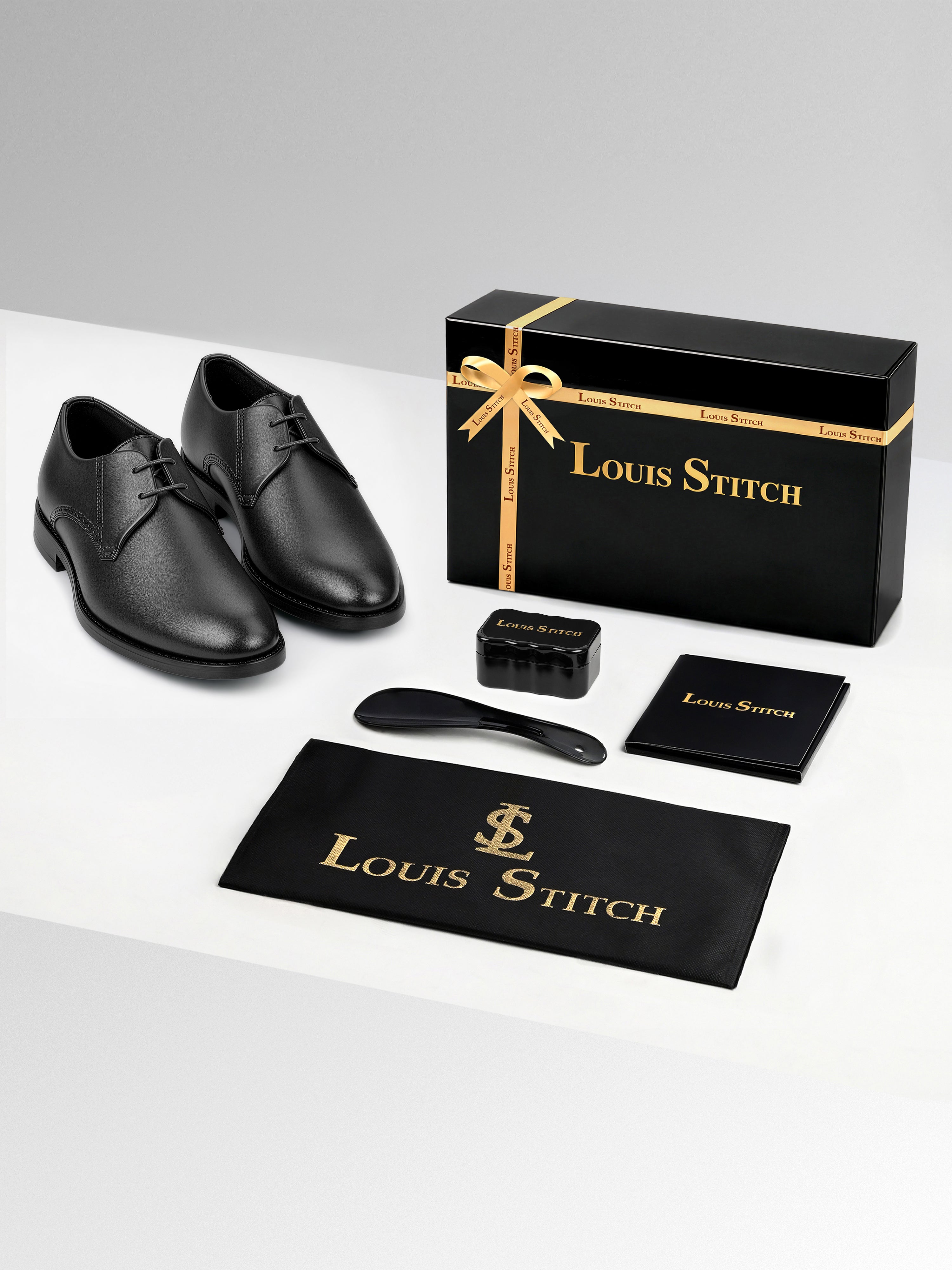 Jet Black Formal Derby Lace-Up Shoes