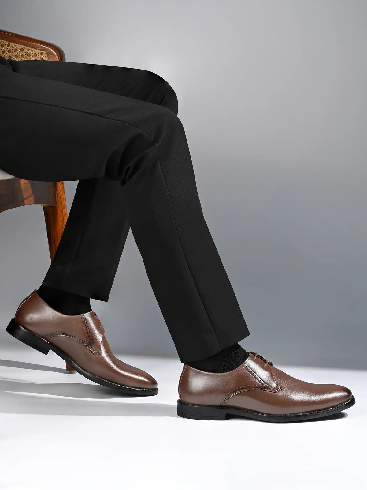 Russet Tan Formal Derby Lace-Up Shoes