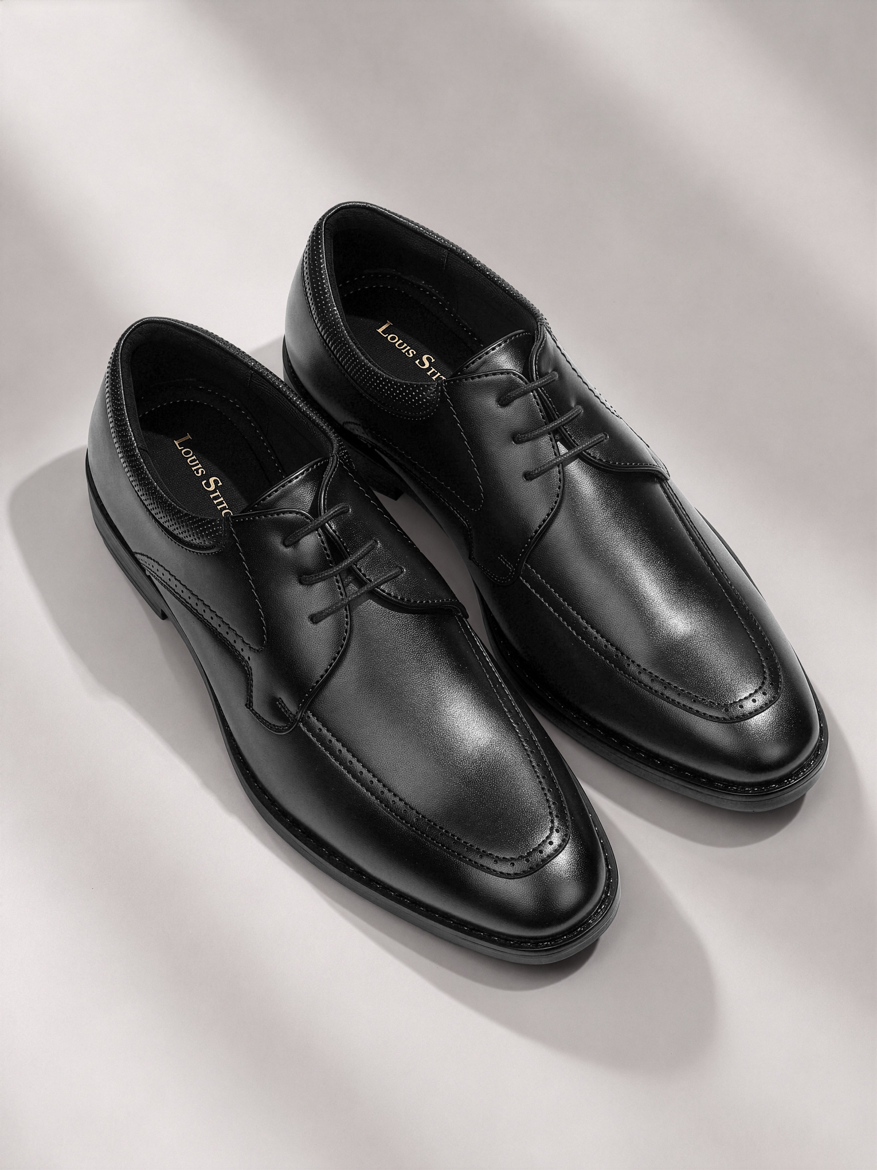 Jet Black Formal Derby Lace-Up Shoes